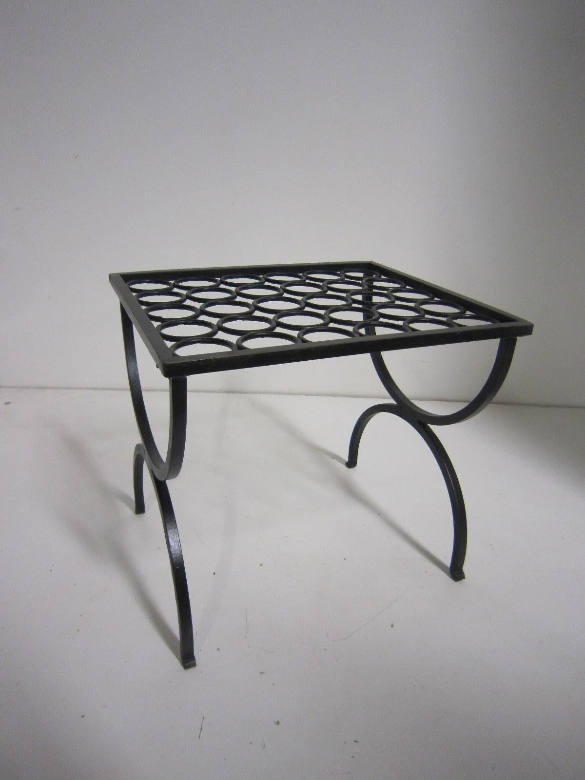 French Art Deco Wrought Iron Footstool For Sale 1