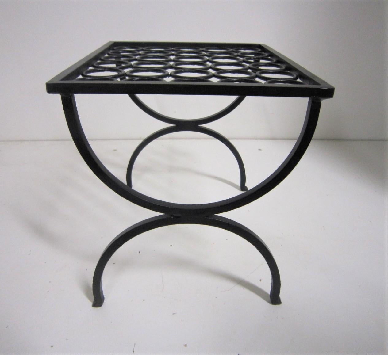 French Art Deco Wrought Iron Footstool For Sale 2