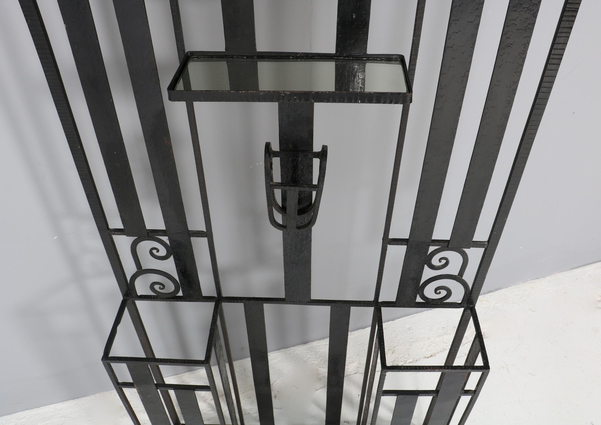 Mid-20th Century French Art Deco Wrought Iron Hall Tree or Port Manteau Edgar Brandt Style, 1930s For Sale