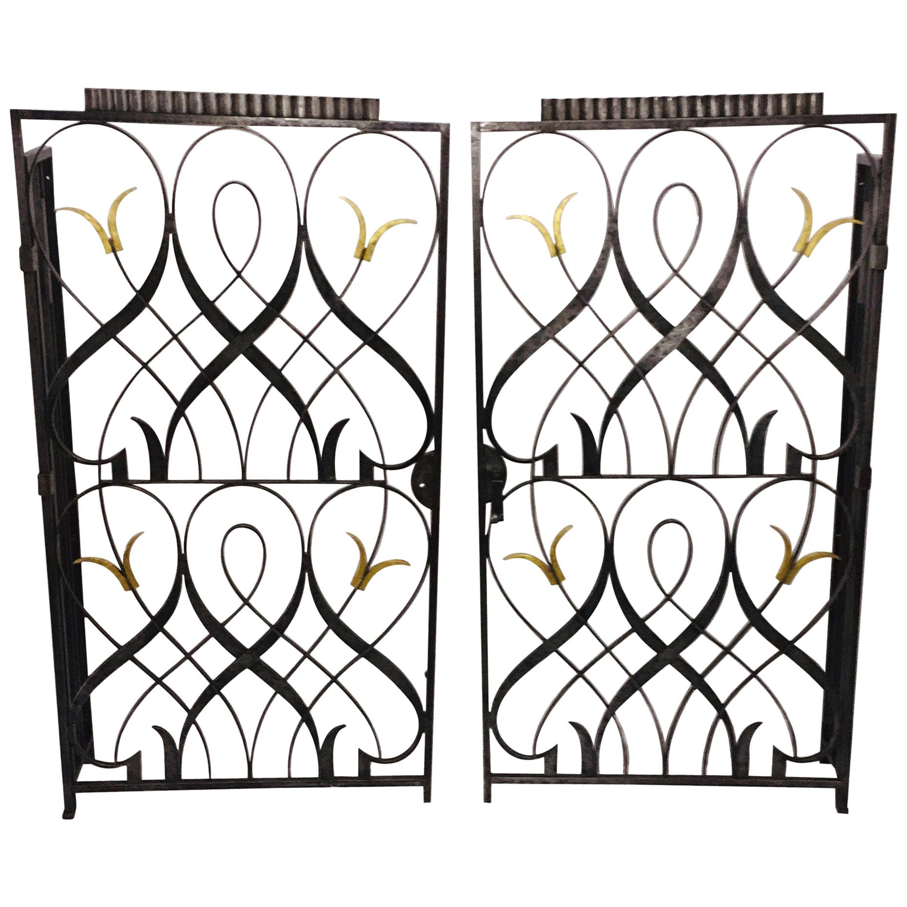 French Art Deco Wrought Iron Indoor Gate Signed  Edgar Brandt