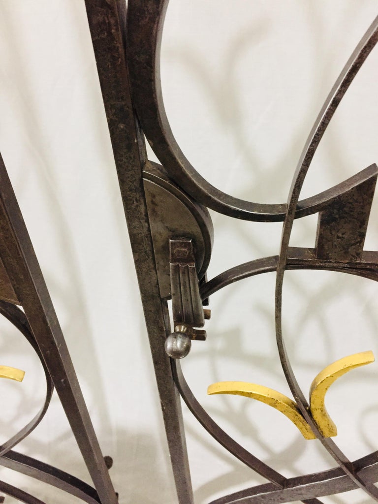 French Art Deco Wrought Iron Room Dividers Signed Edgar Brandt For Sale