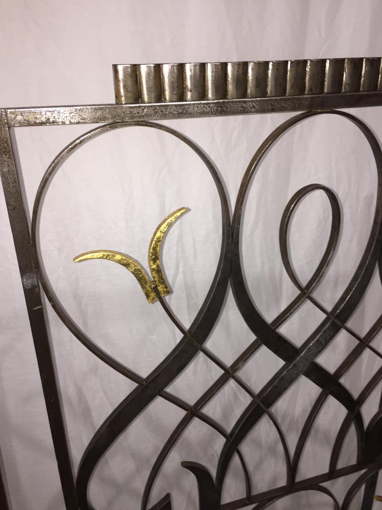 French Art Deco Wrought Iron Room Dividers Signed Edgar Brandt For Sale