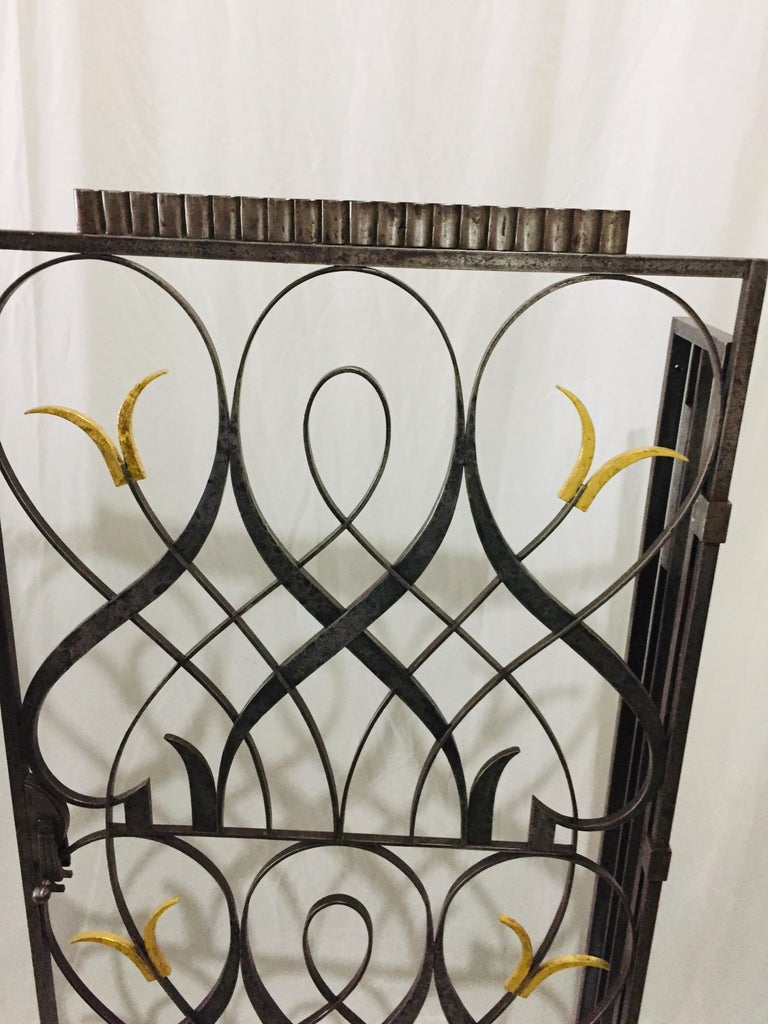 French Art Deco Wrought Iron Room Dividers Signed Edgar Brandt For Sale