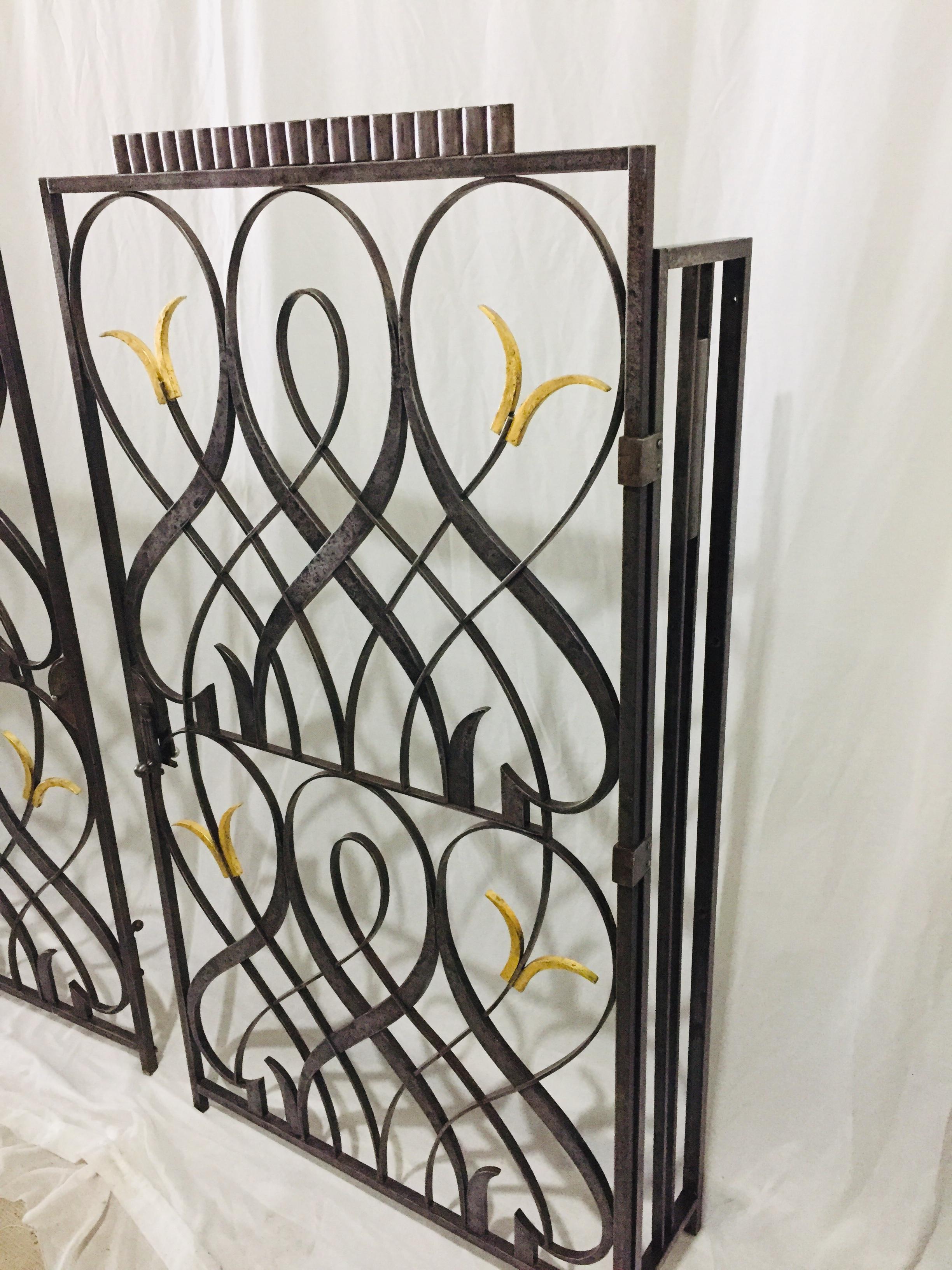 Mid-20th Century Signed Edgard Brandt French Art Deco Wrought Iron Room Dividers   For Sale