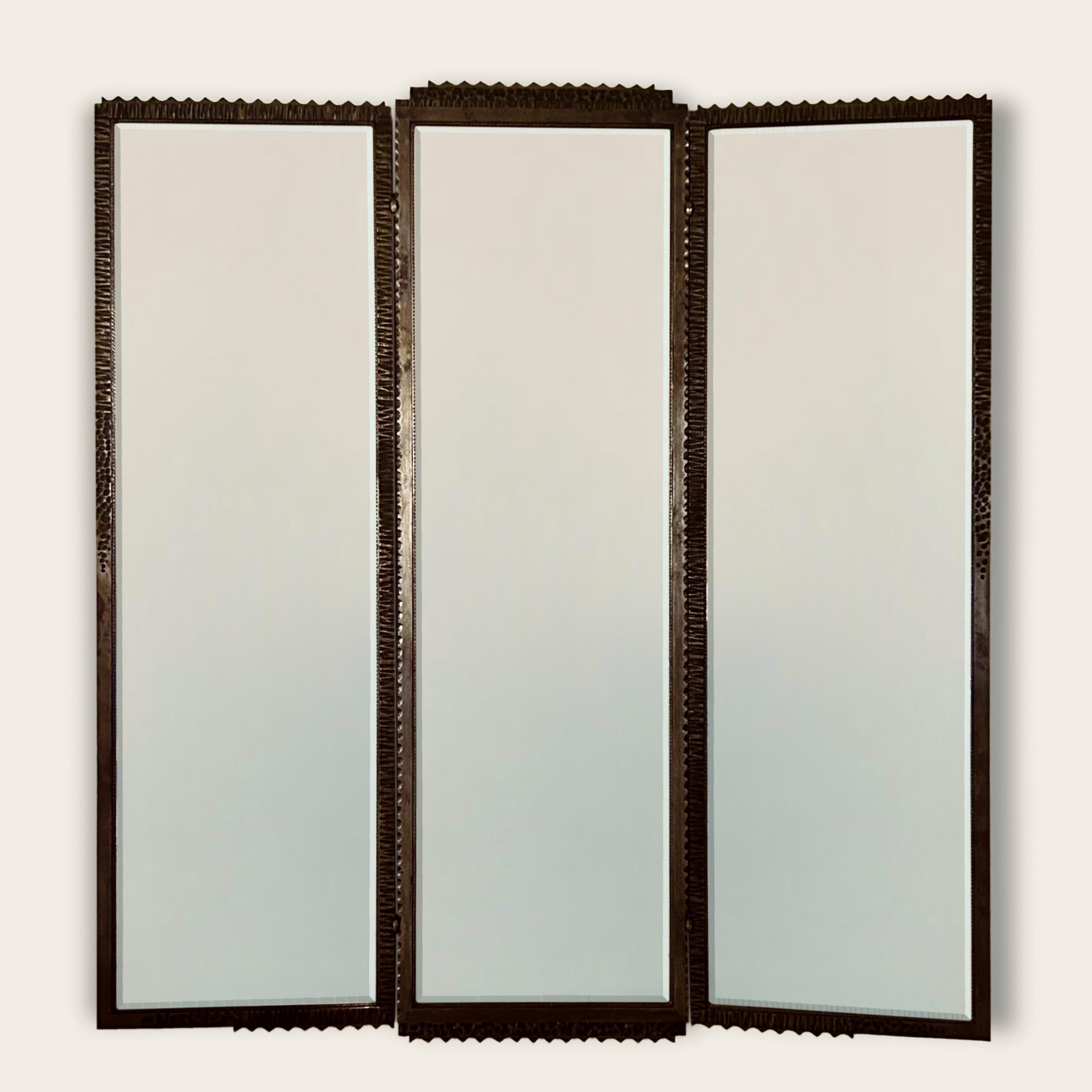 French Art Deco Full Length Triptych Mirror attributed to Raymond Subes For Sale 6