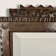 French Art Deco Triptych Mirror in Wrought Iron, Raymond Subes, 1920s