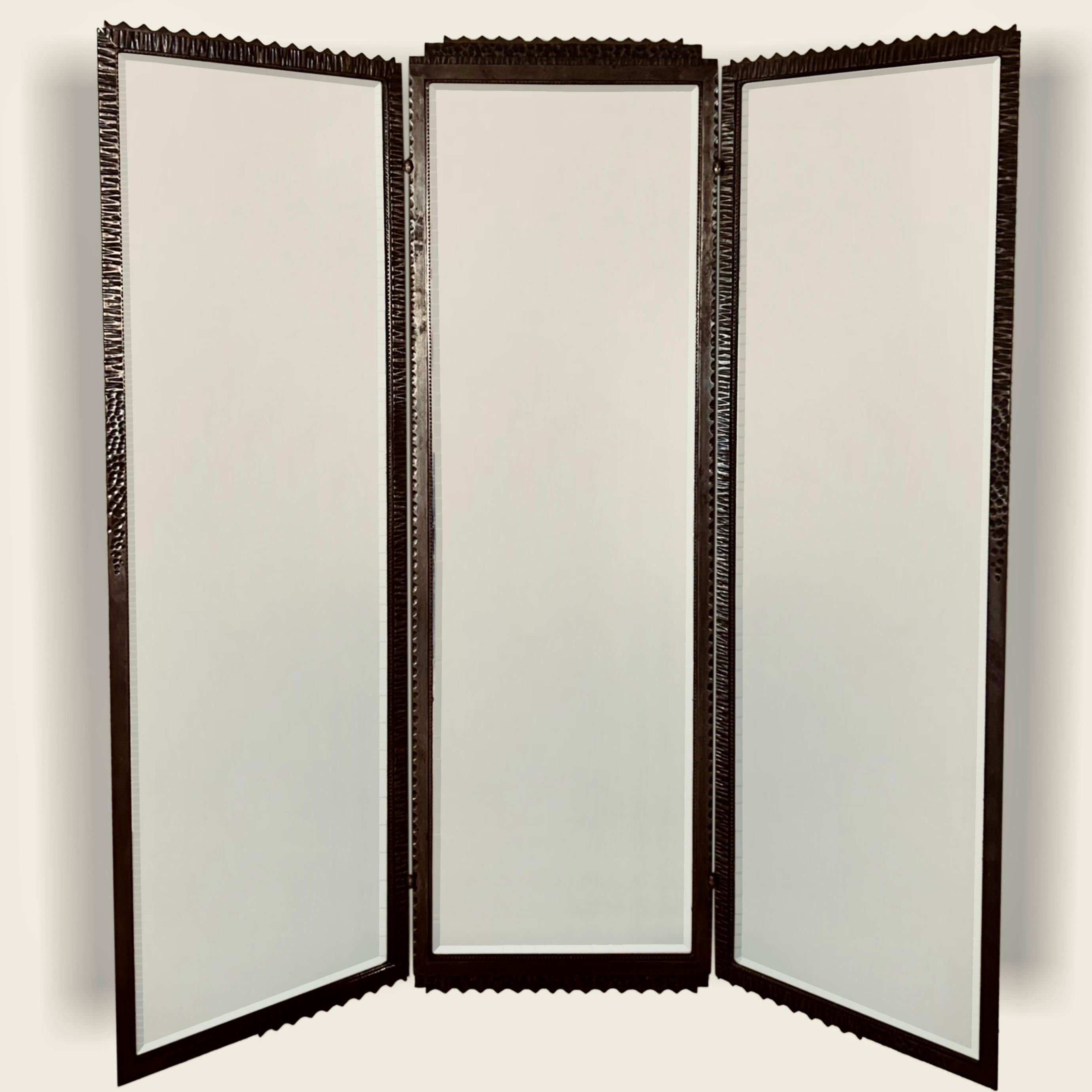 French Art Deco Full Length Triptych Mirror attributed to Raymond Subes For Sale 1
