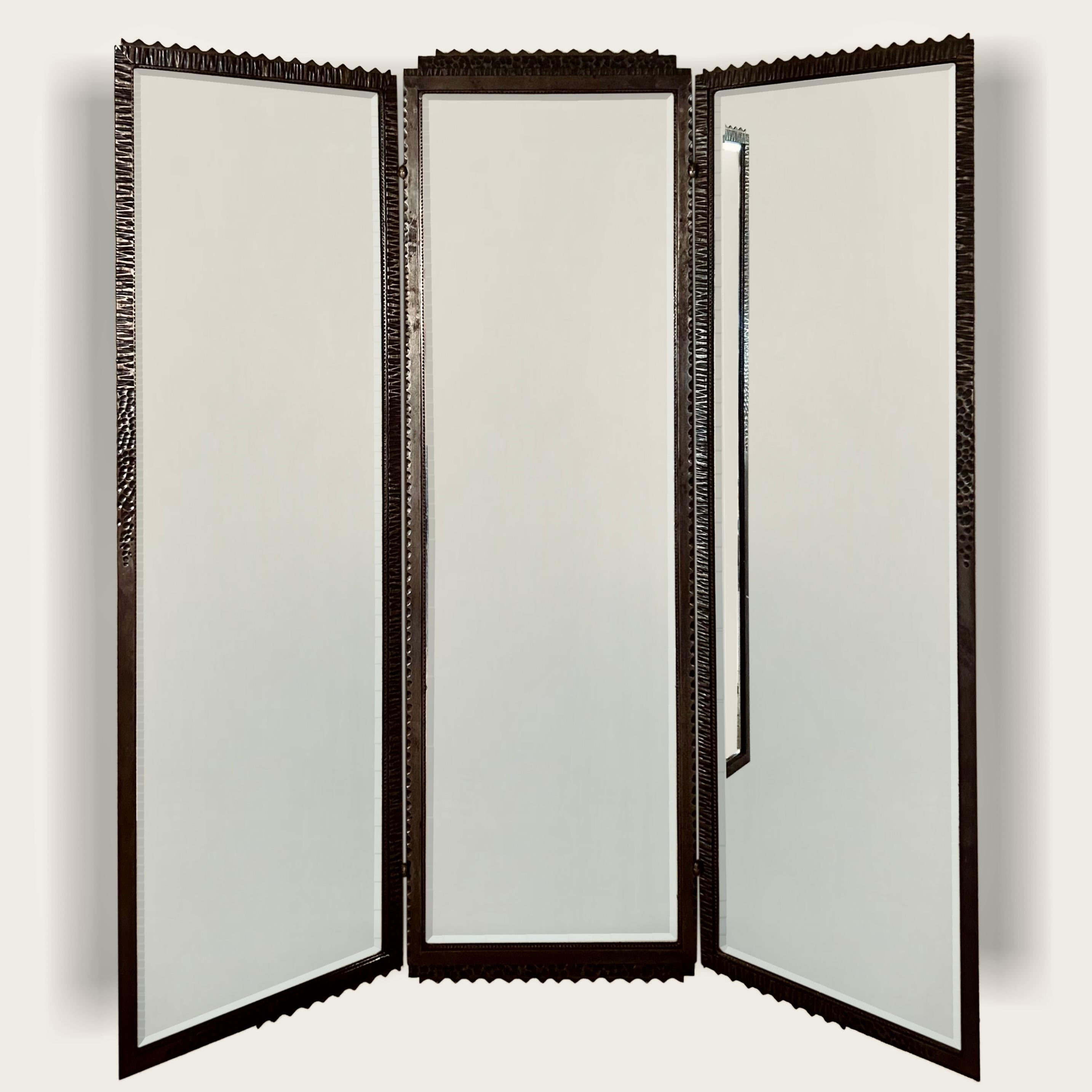 French Art Deco Full Length Triptych Mirror attributed to Raymond Subes For Sale 3