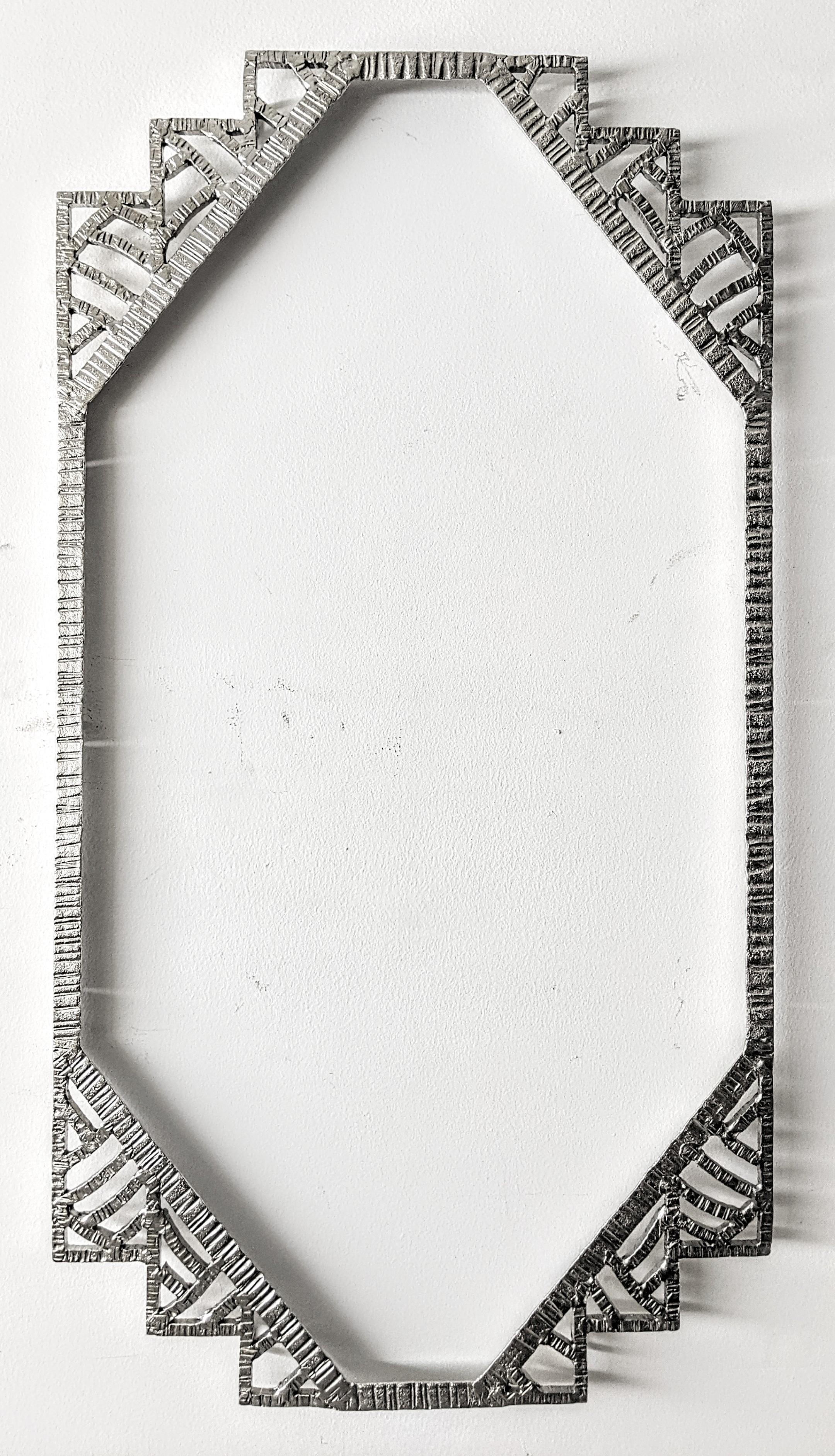 Hand-Carved French Art Deco Wrought Iron Mirror For Sale