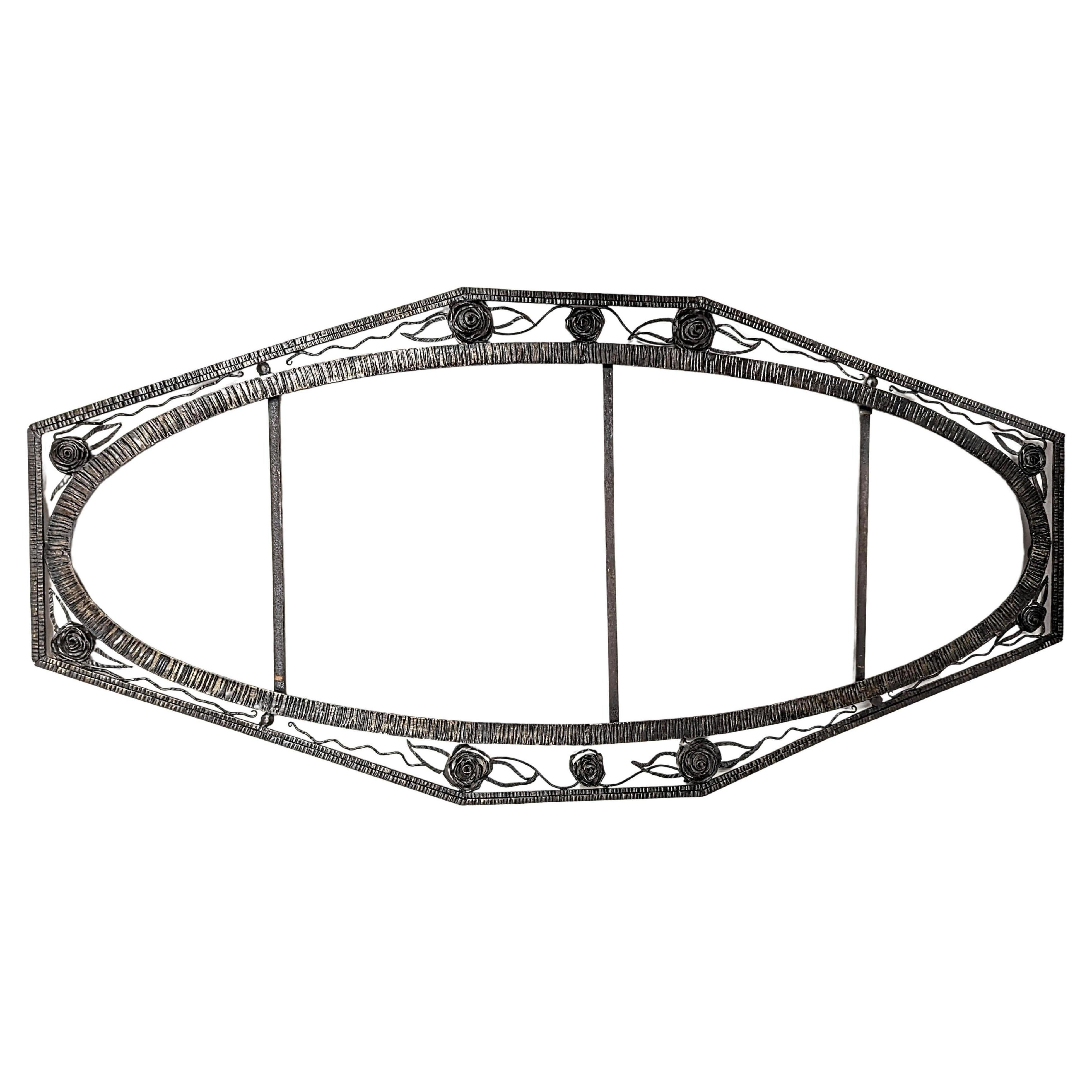 Hand-Crafted French Art Deco Wrought Iron Mirror For Sale