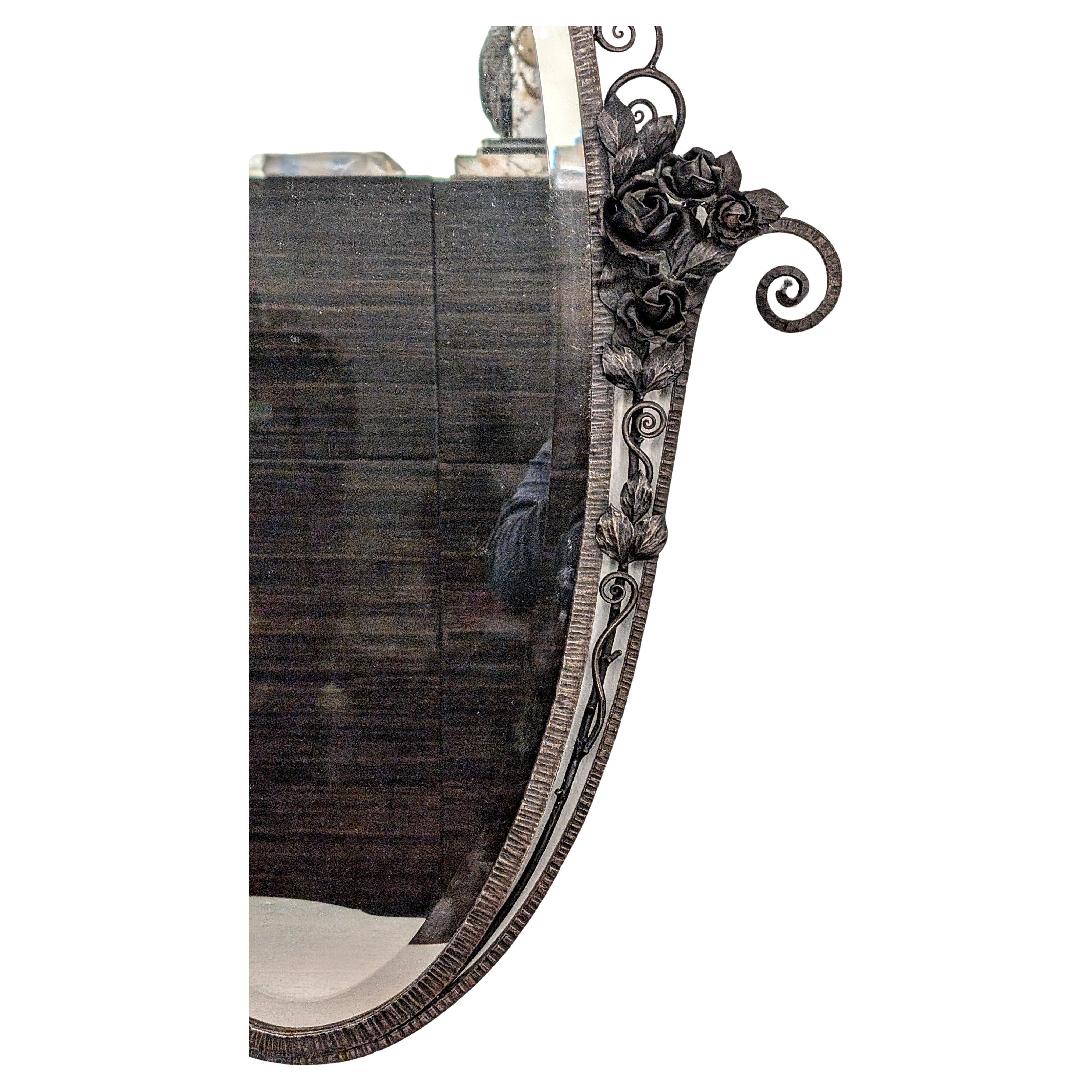 Art Déco Specchio francese in ferro battuto Art Deco Mirror in vendita