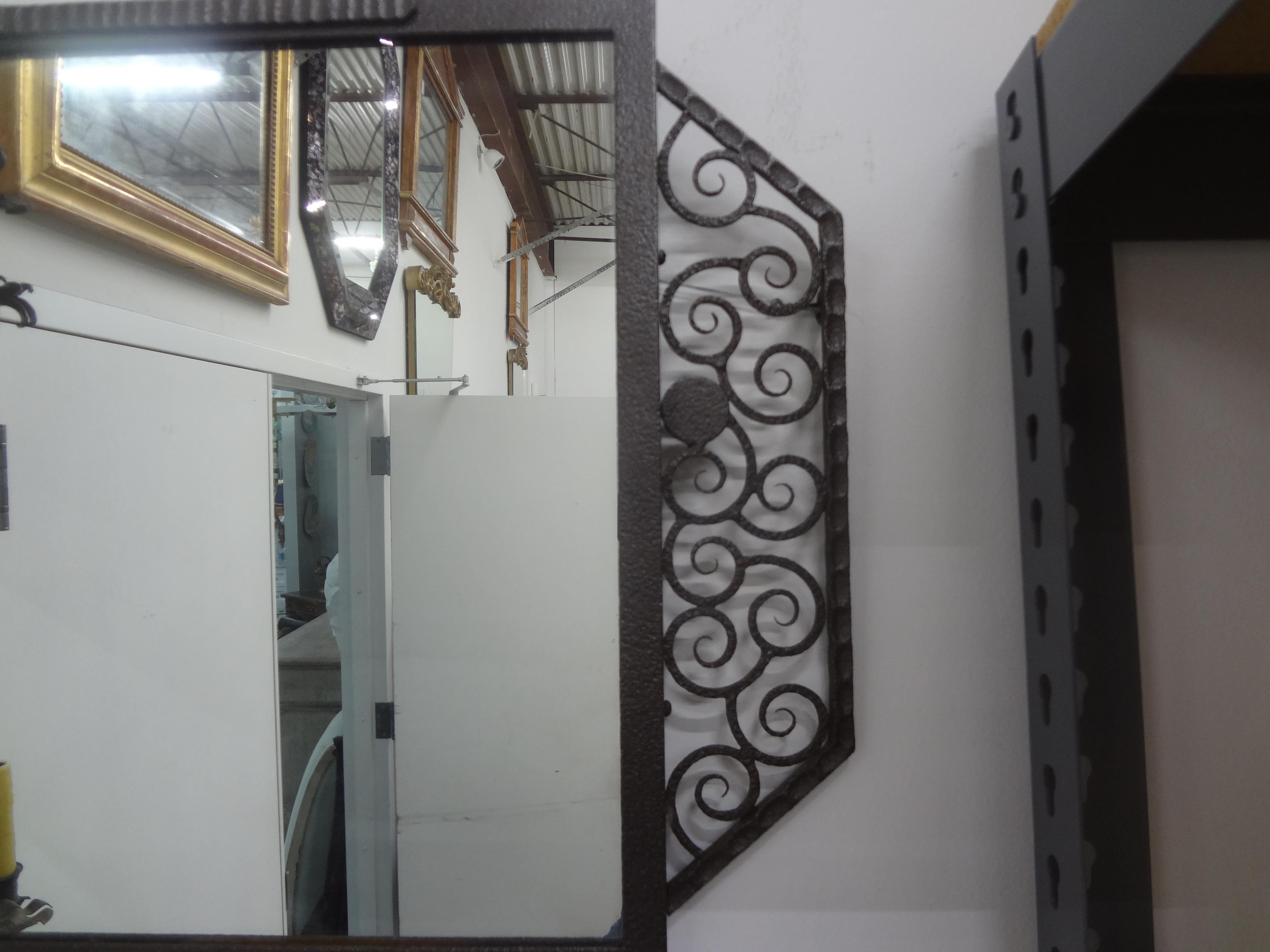 French Art Deco Wrought Iron Mirror In Good Condition For Sale In Houston, TX