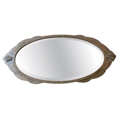 Specchio ovale in ferro battuto in stile Art Déco francese, anni ’30