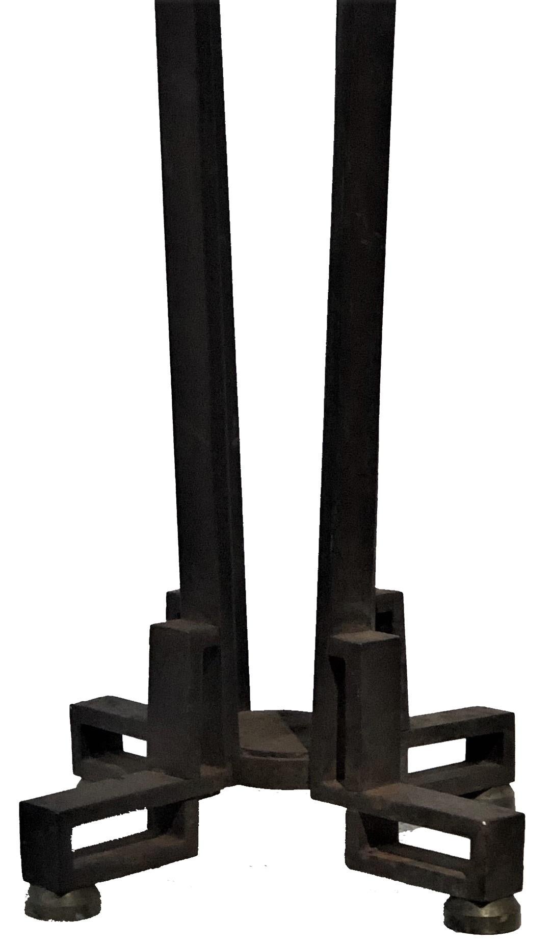 French Art Deco Wrought Iron Pedestal w/ Marble Top, ca. 1920s For Sale 2
