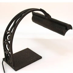 French Art Deco Wrought Iron Piano Lamp