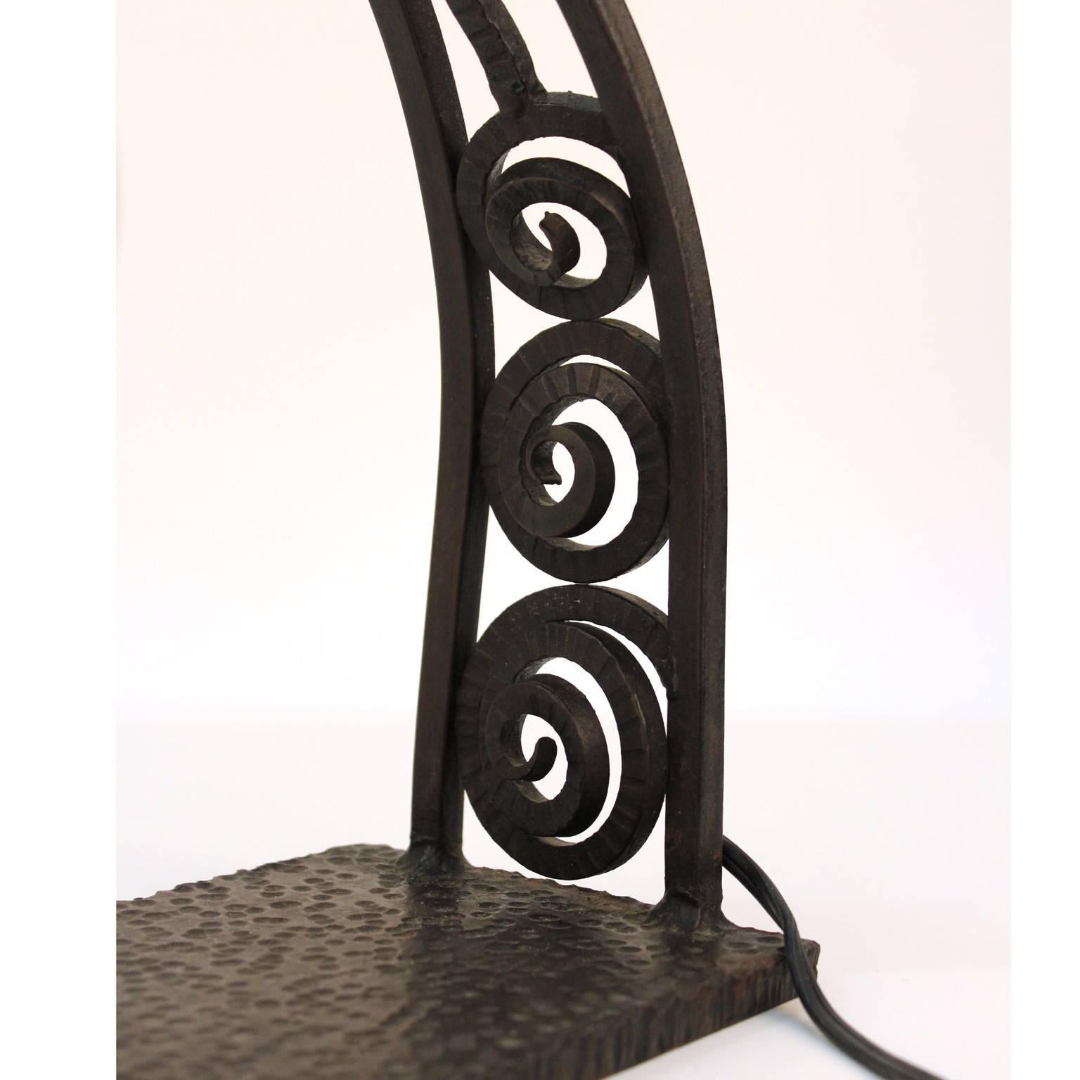 French Art Deco Wrought Iron Piano Lamp For Sale 3