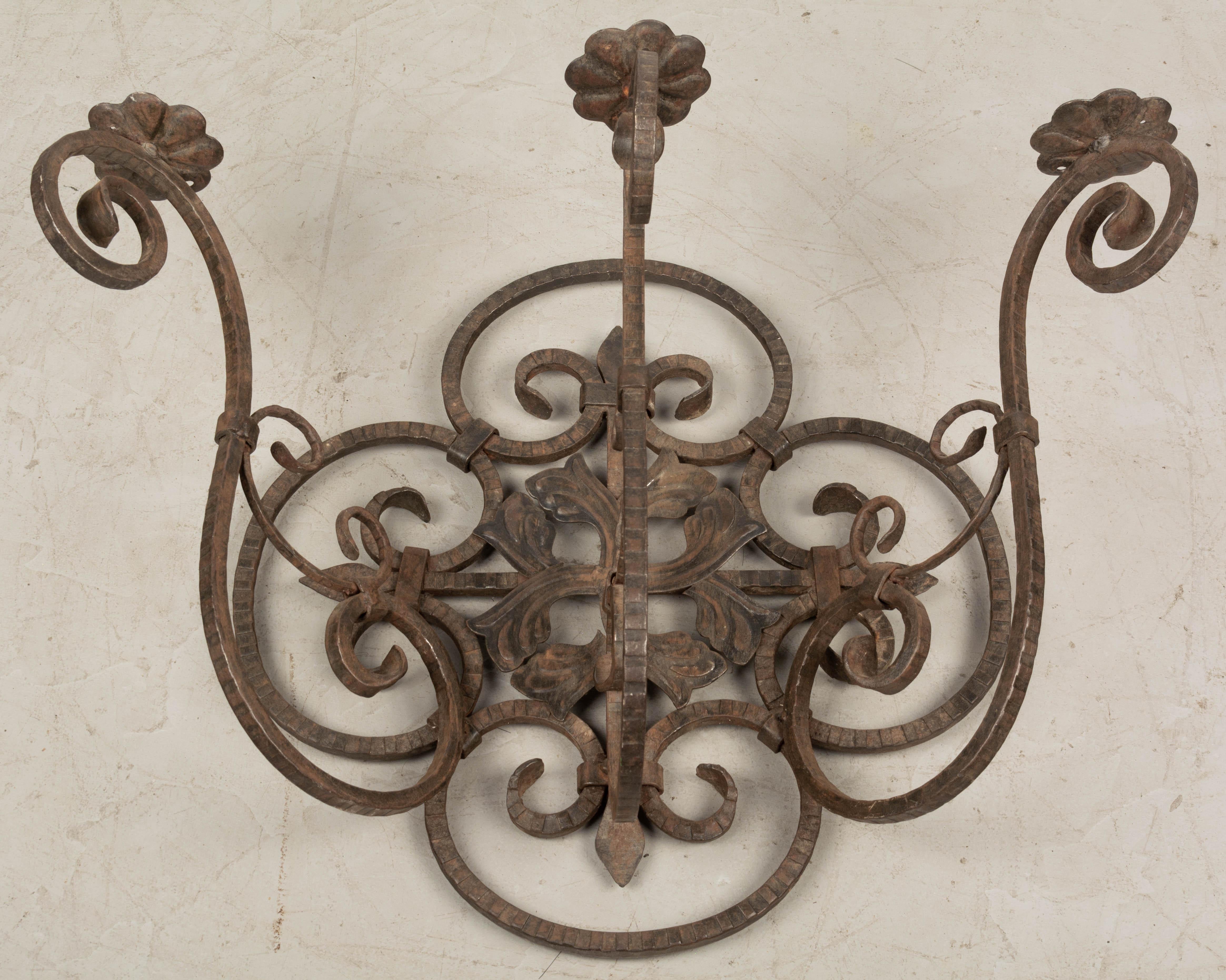 French Art Deco Wrought Iron Sconces Pair For Sale 5