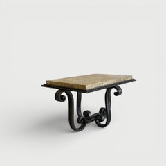 French Art Deco Wrought Iron Side Table by Robert Merceris