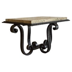 French Art Deco Wrought Iron Side Table by Robert Merceris
