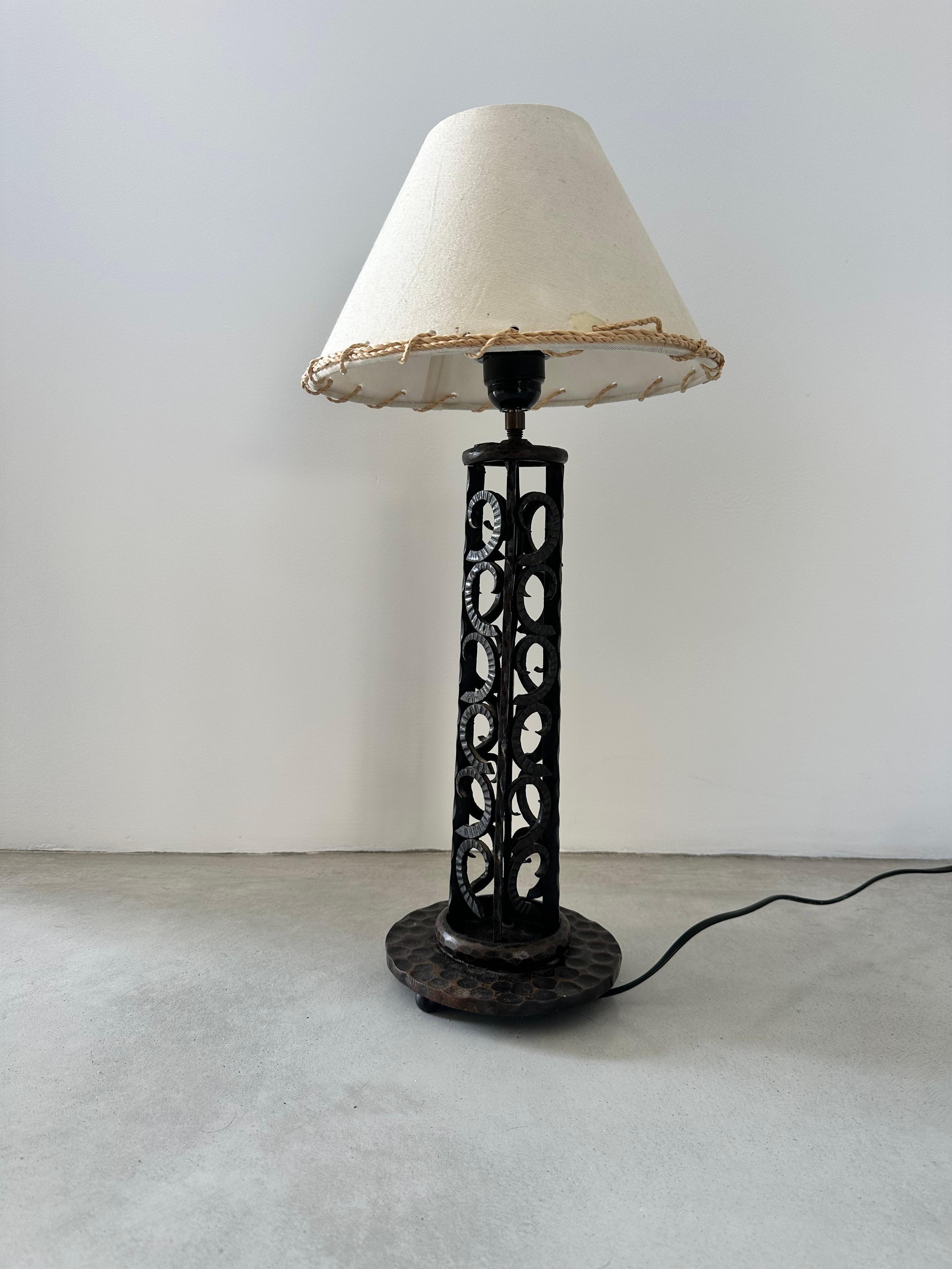French Art Deco Wrought-iron table lamp, 1930s For Sale 10
