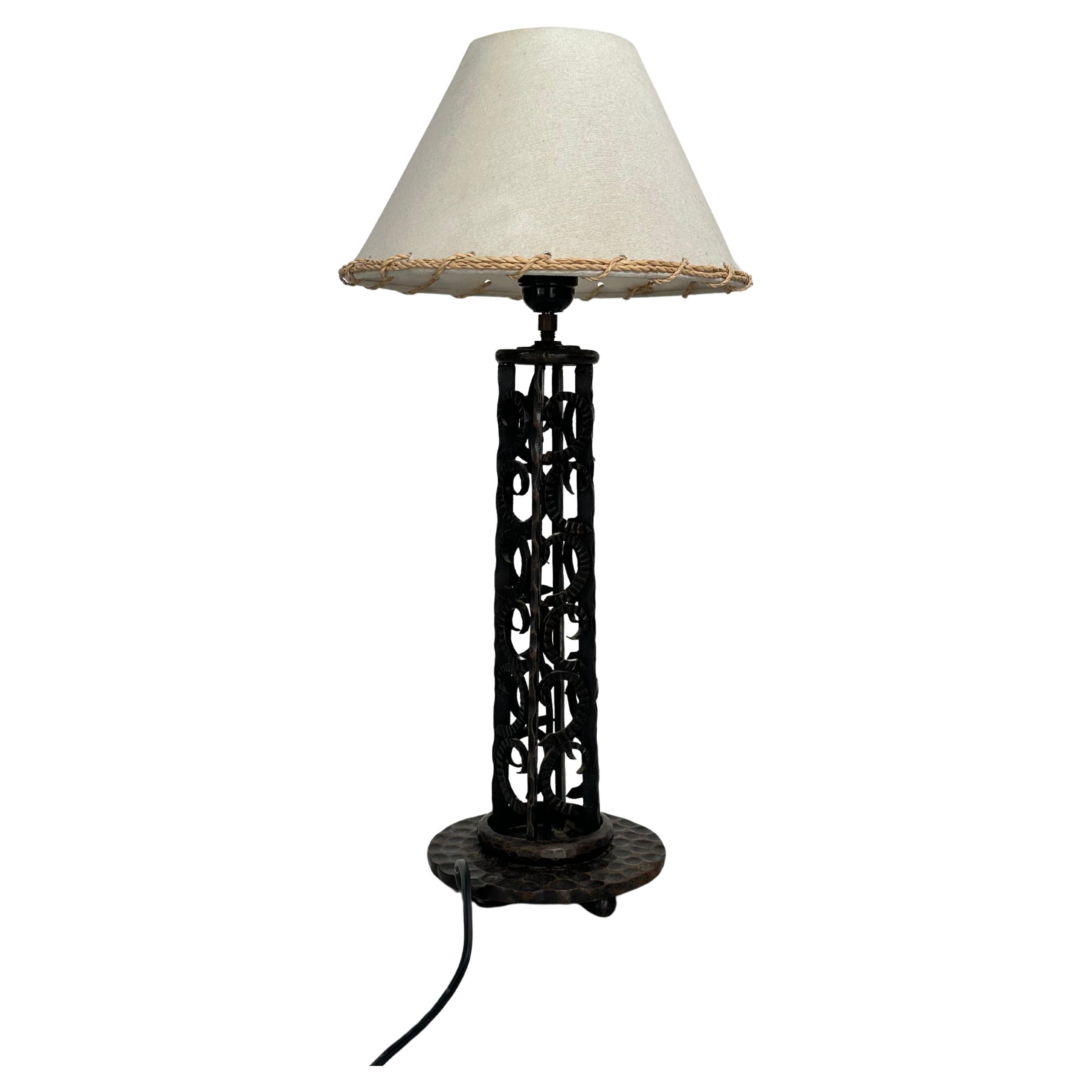 French Art Deco Wrought-iron table lamp, 1930s