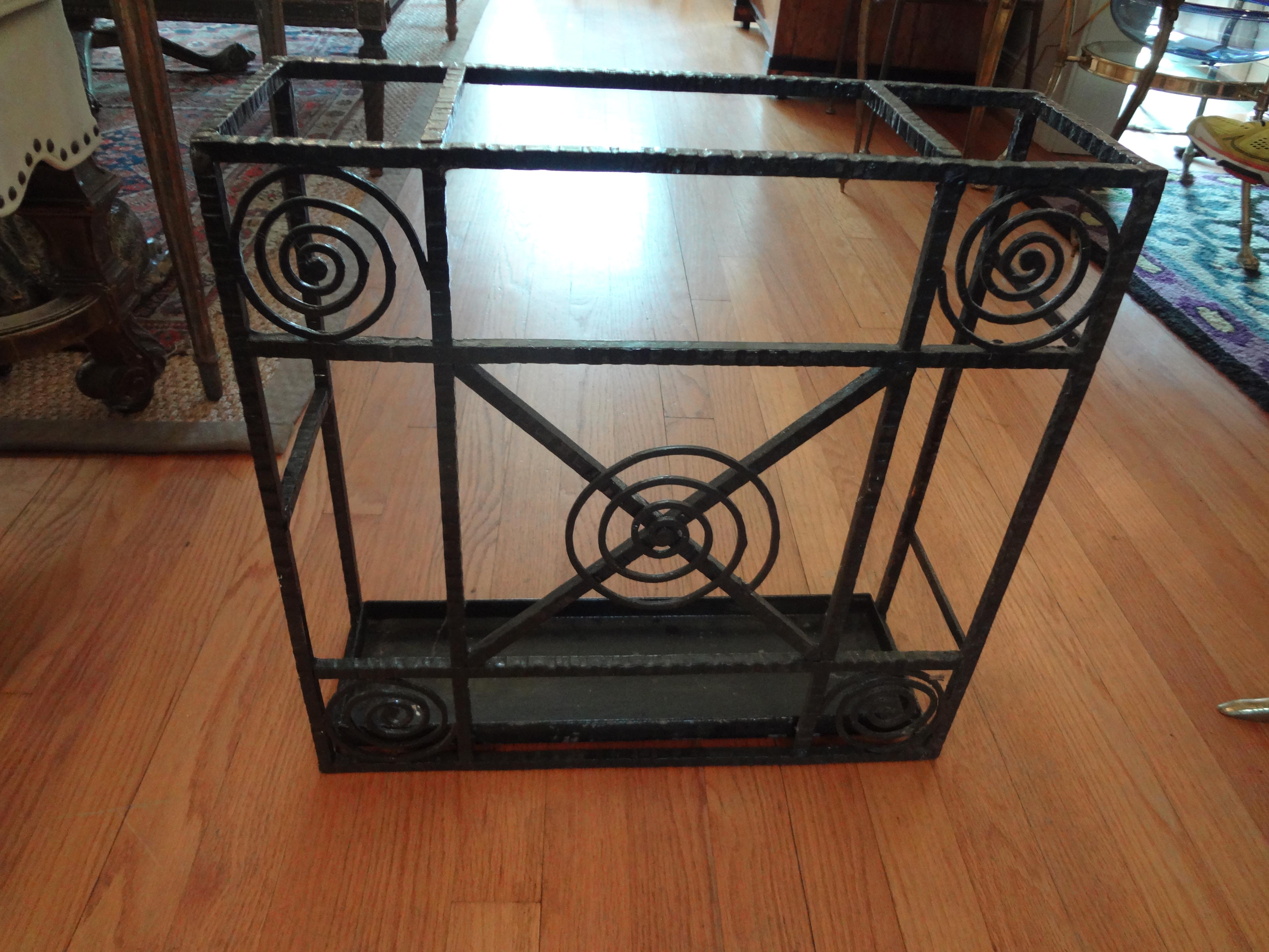 French Art Deco Wrought Iron Umbrella Stand For Sale 4