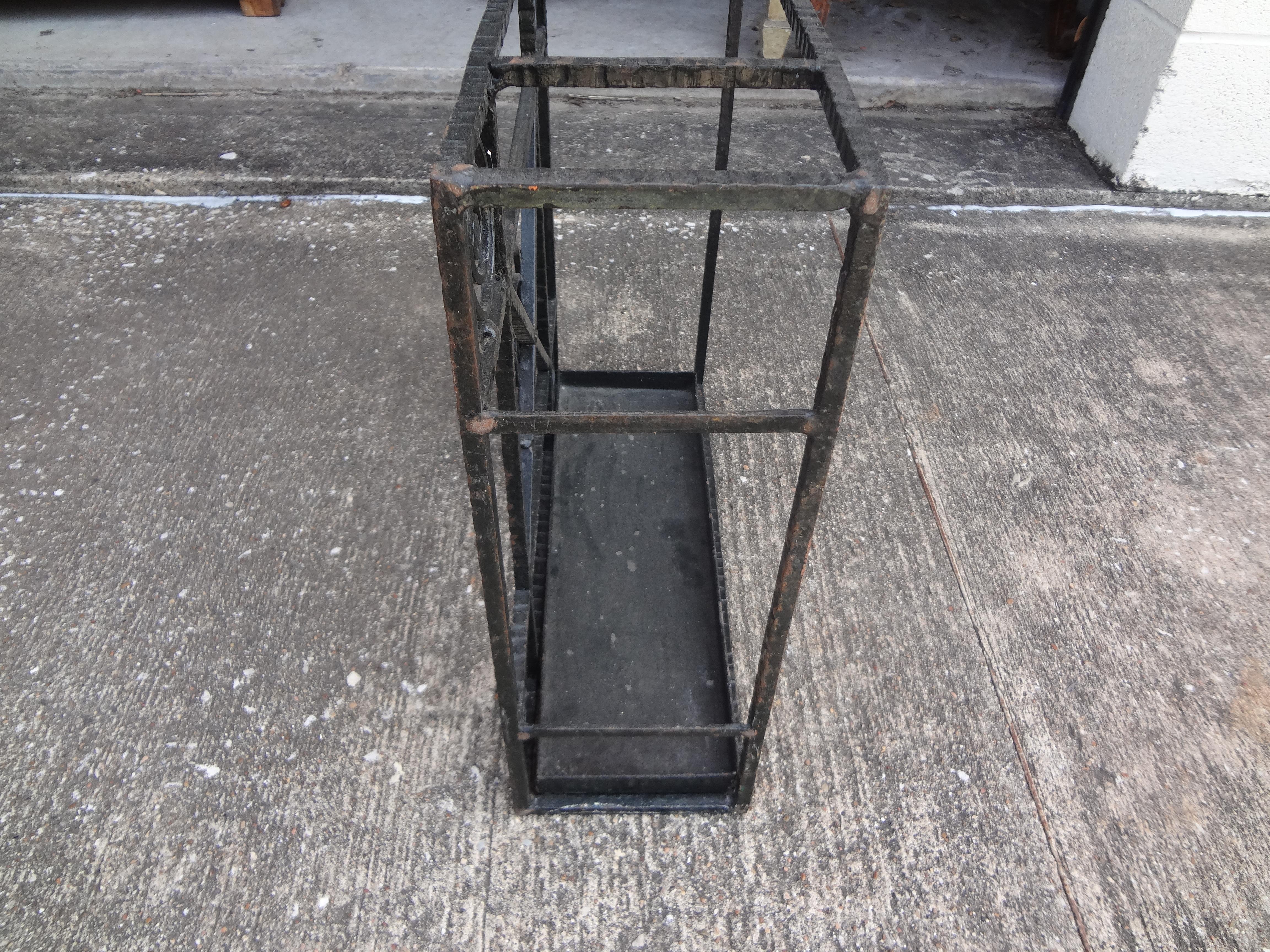 French Art Deco Wrought Iron Umbrella Stand For Sale 2