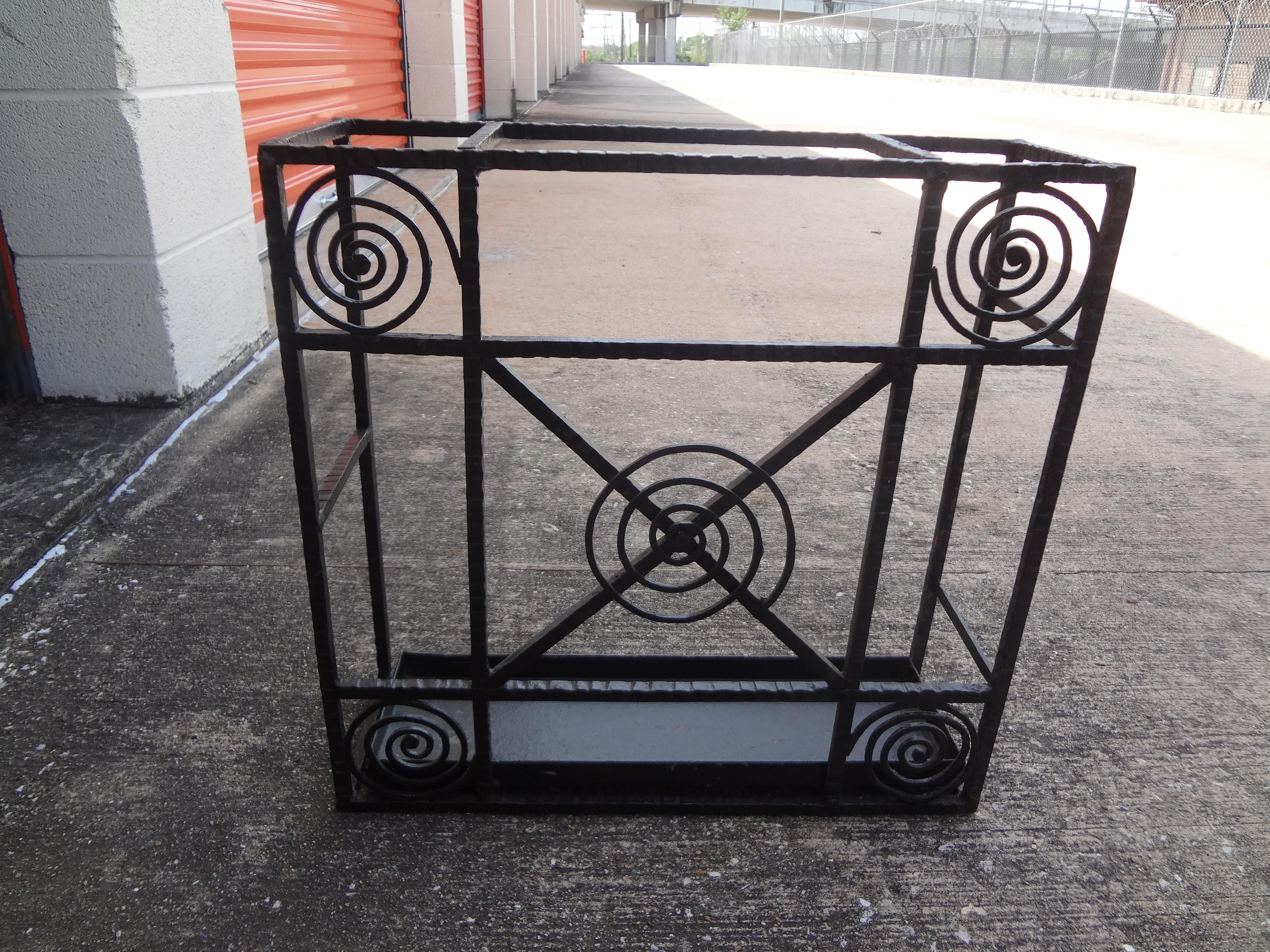 French Art Deco Wrought Iron Umbrella Stand For Sale 5