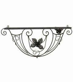 French Art Deco Wrought Iron Wall Hanging Hall Shelf Hat Coat Rack Edgar Brandt