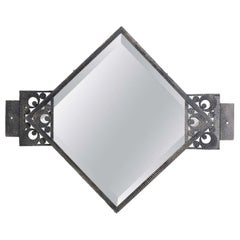 French Art Deco Wrought-Iron Wall Mirror by Morin, 1920s