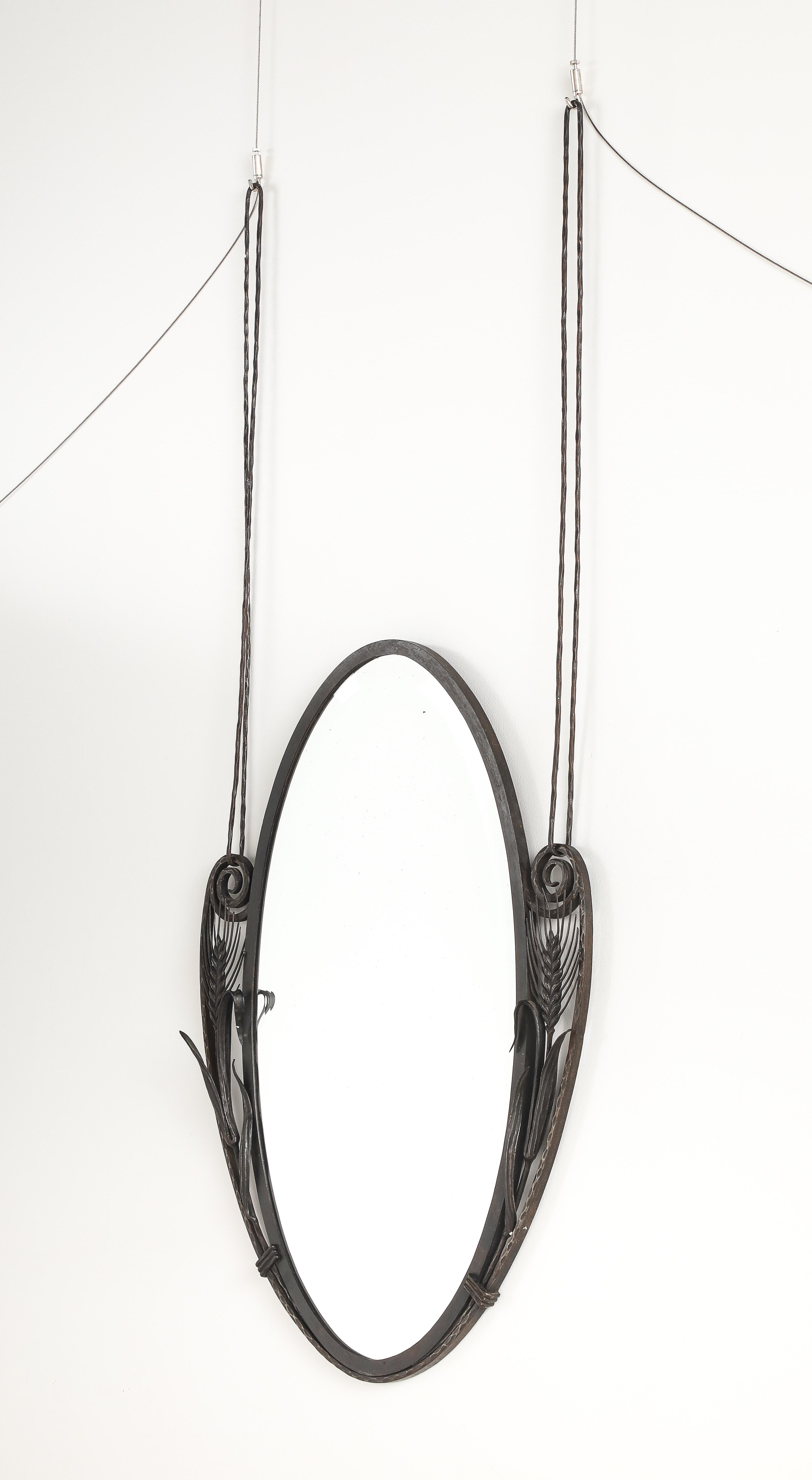 Specchio da parete in ferro battuto in stile Art Déco francese, 1930 circa in vendita 6