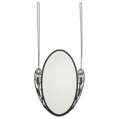 French Art Deco Wrought Iron Wall Mirror, circa 1930