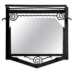 French Art Deco Wrought-Iron Wall Mirror Coat-Peg, 1930s
