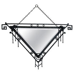 French Art Deco Wrought Iron Wall Mirror, Late 1920s