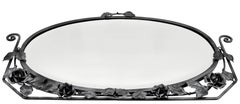 French Art Deco Wrought-Iron Wall Mirror with Beveled Glass, 1920