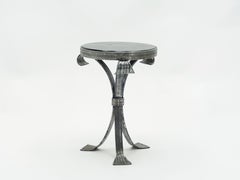 French Art Deco Wrought Steel Black Oak Gueridon, 1940s