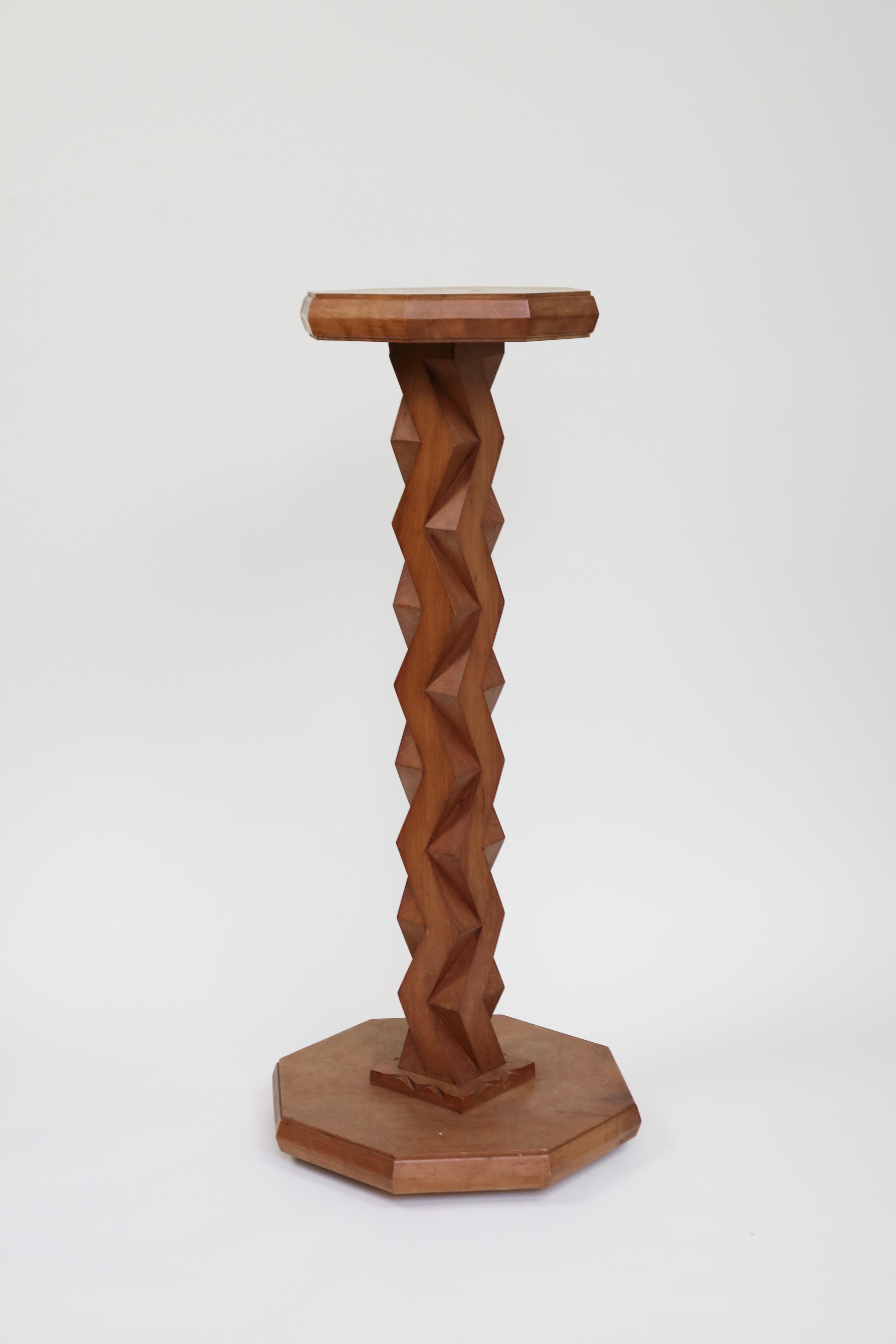 French Art Deco Zig-Zag Wooden Pedestal 2