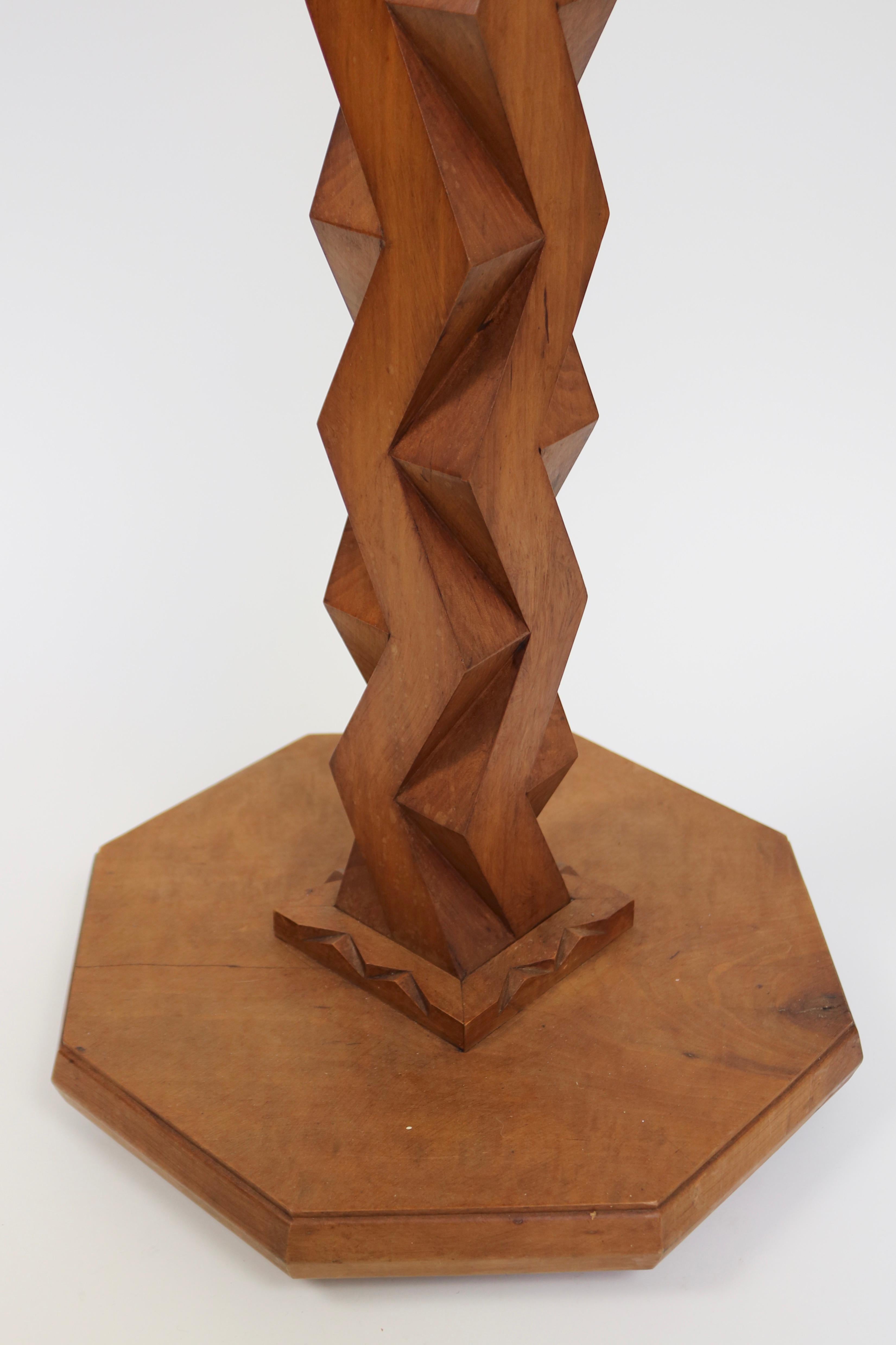 French Art Deco Zig-Zag Wooden Pedestal 3