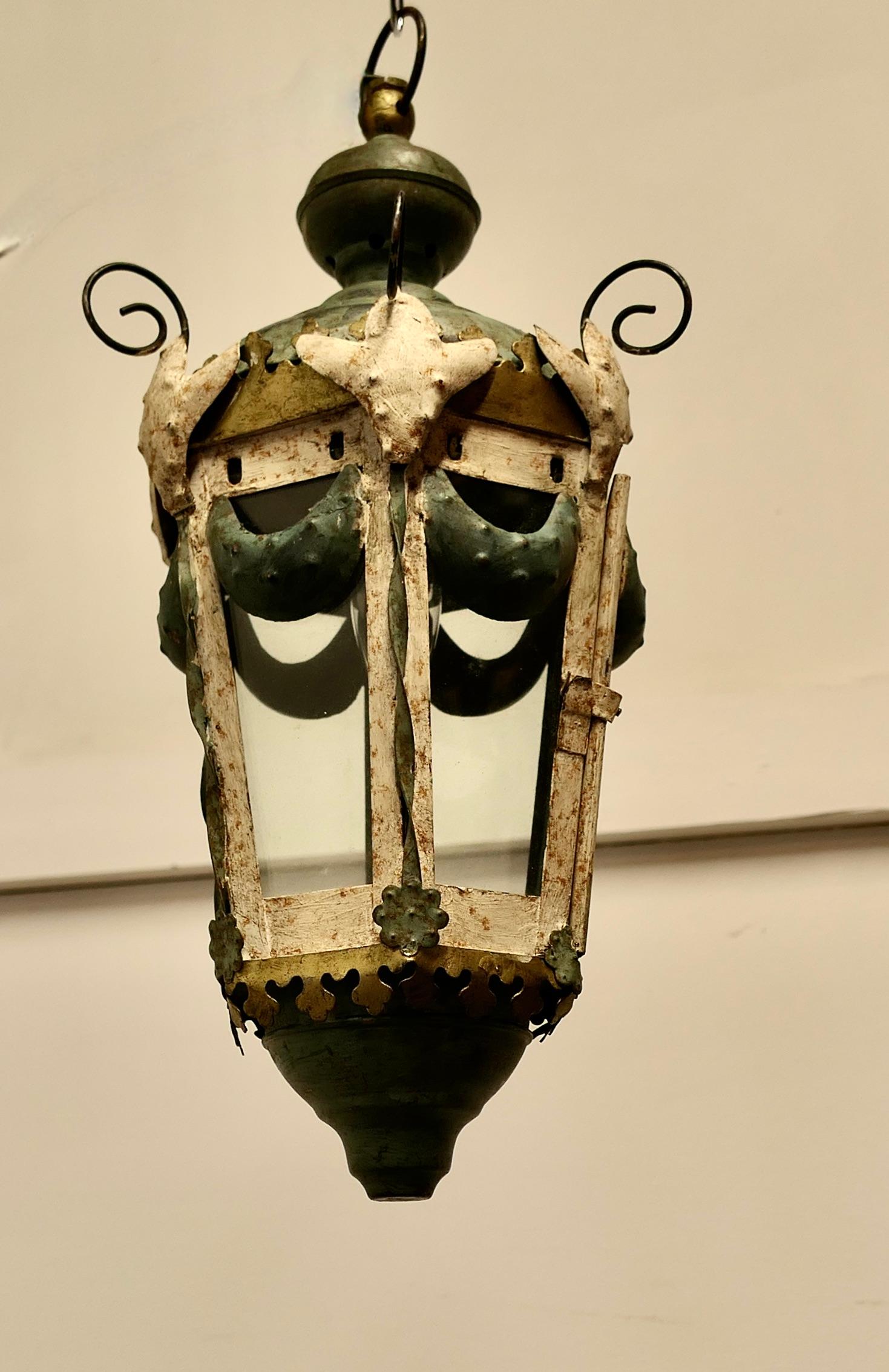 Baroque A Very Decorative Italian Tolwear Lantern For Sale
