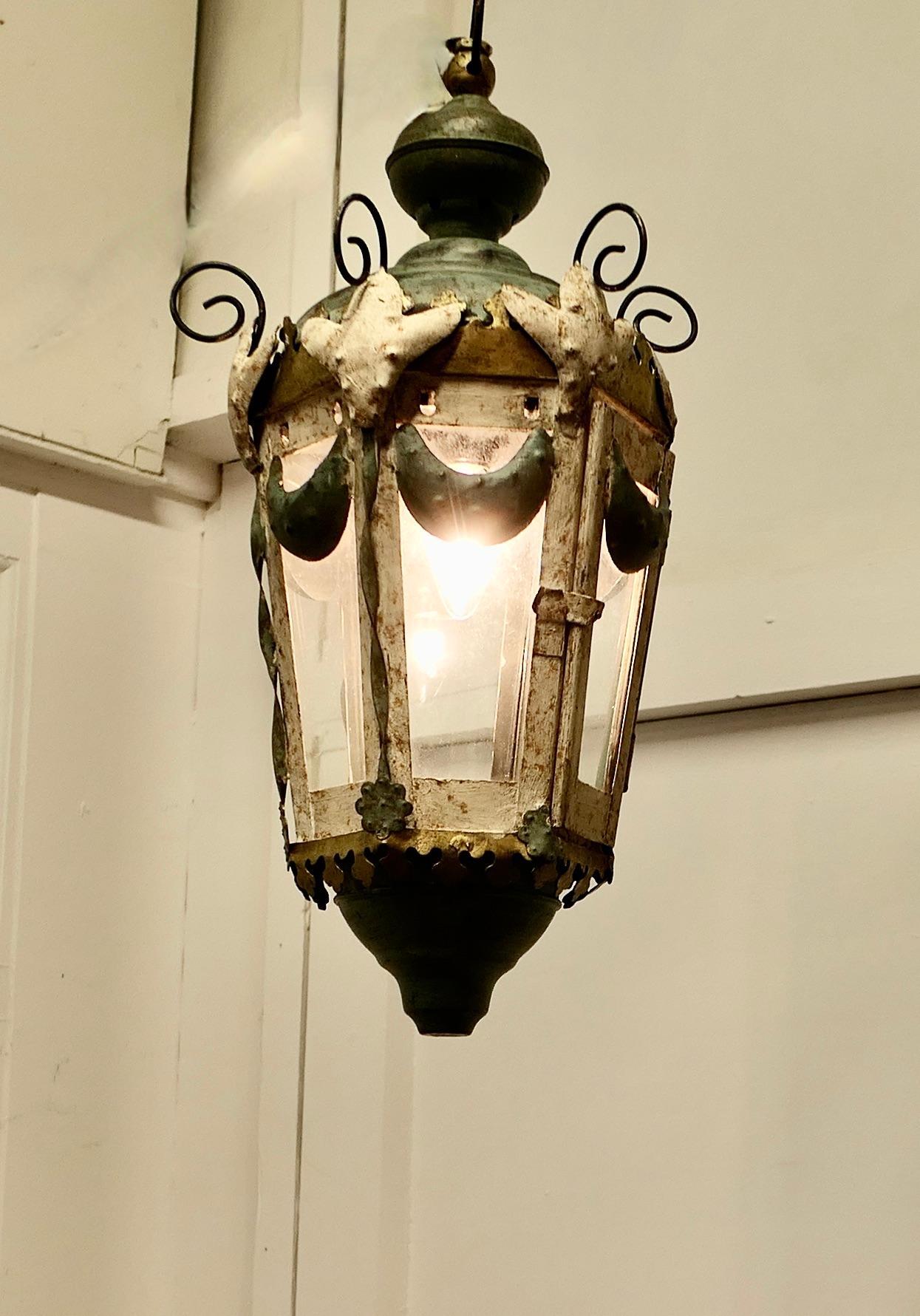 19th Century A Very Decorative Italian Tolwear Lantern For Sale