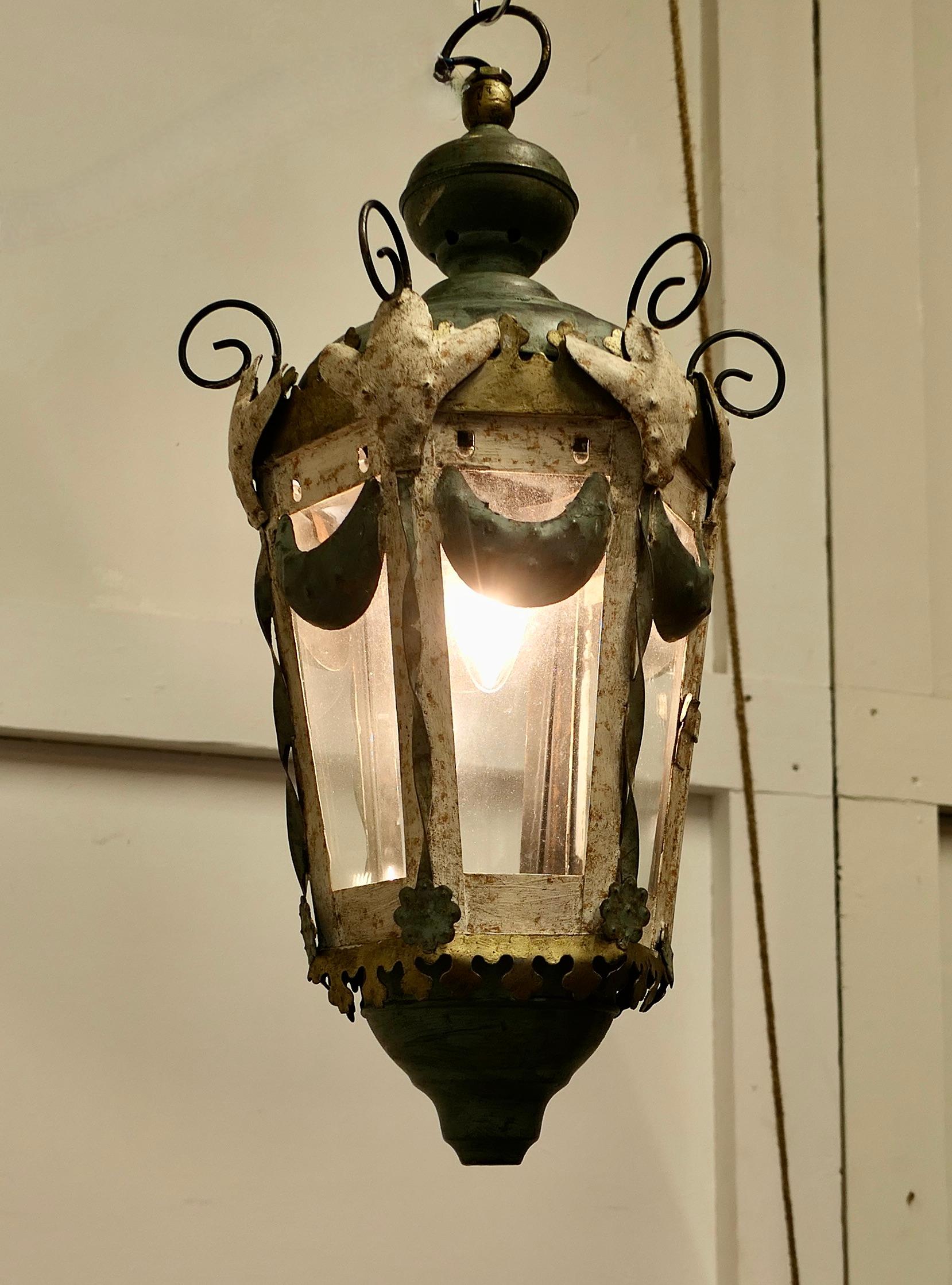 A Very Decorative Italian Tolwear Lantern For Sale 1