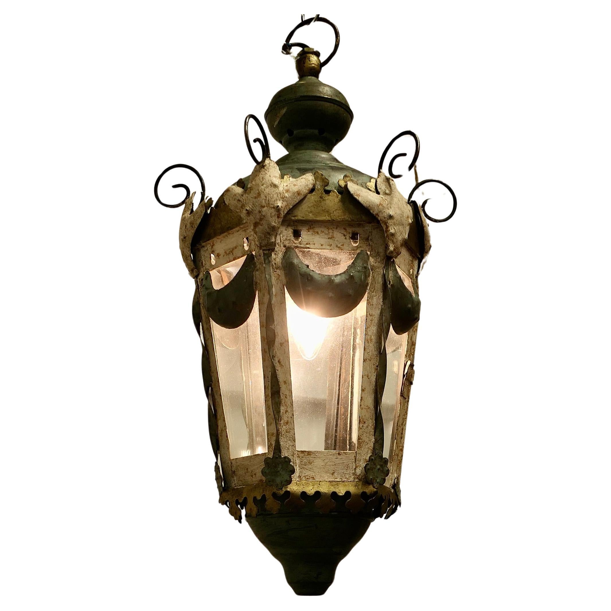 A Very Decorative Italian Tolwear Lantern For Sale