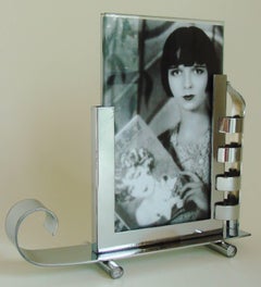 French Art Deco/Machine Age Asymmetrical Chrome Reversible Postcard Sized Frame