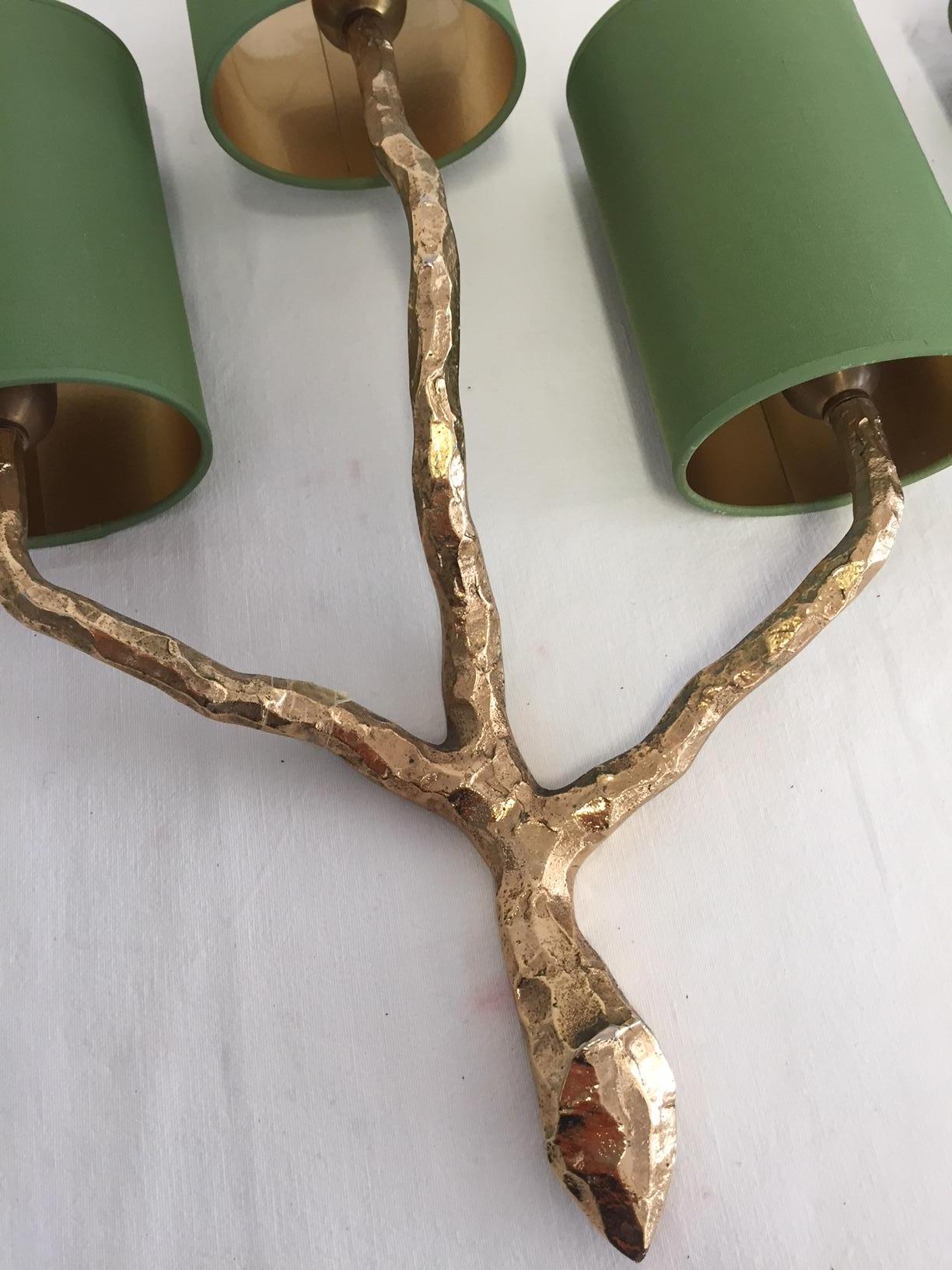 French Art Decorative Wall Sconces Three Arms by Maison Arlus In Good Condition For Sale In Hamburg, DE