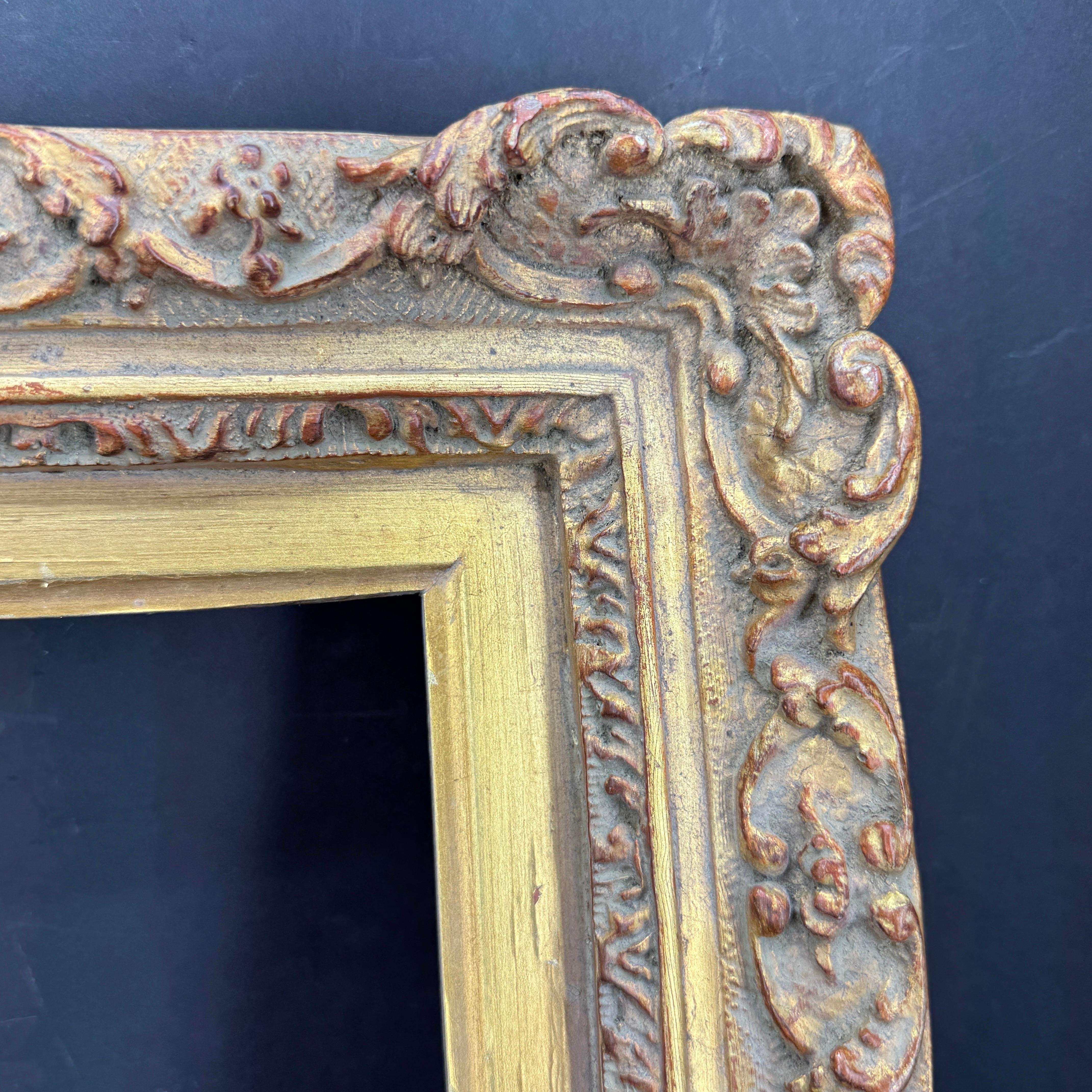 French Art Frame In the Style of Rococo Rectangular Gold Gilded 7