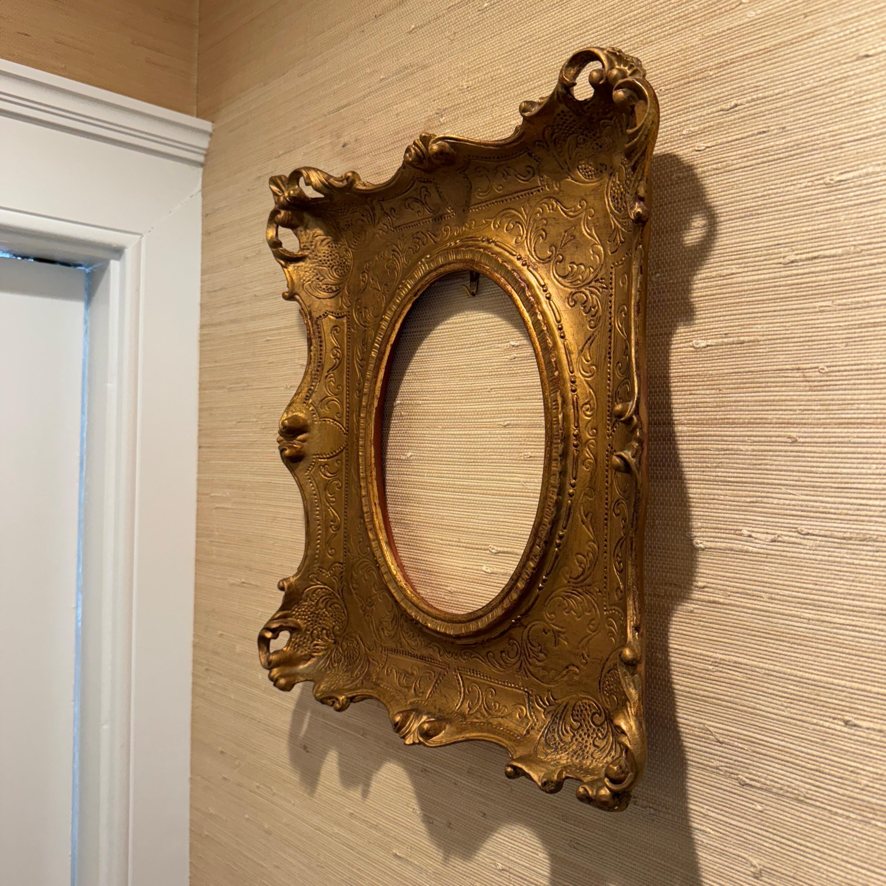 French Art Frame In the Style of Rococo Rectangular Gold Gilded For Sale 8