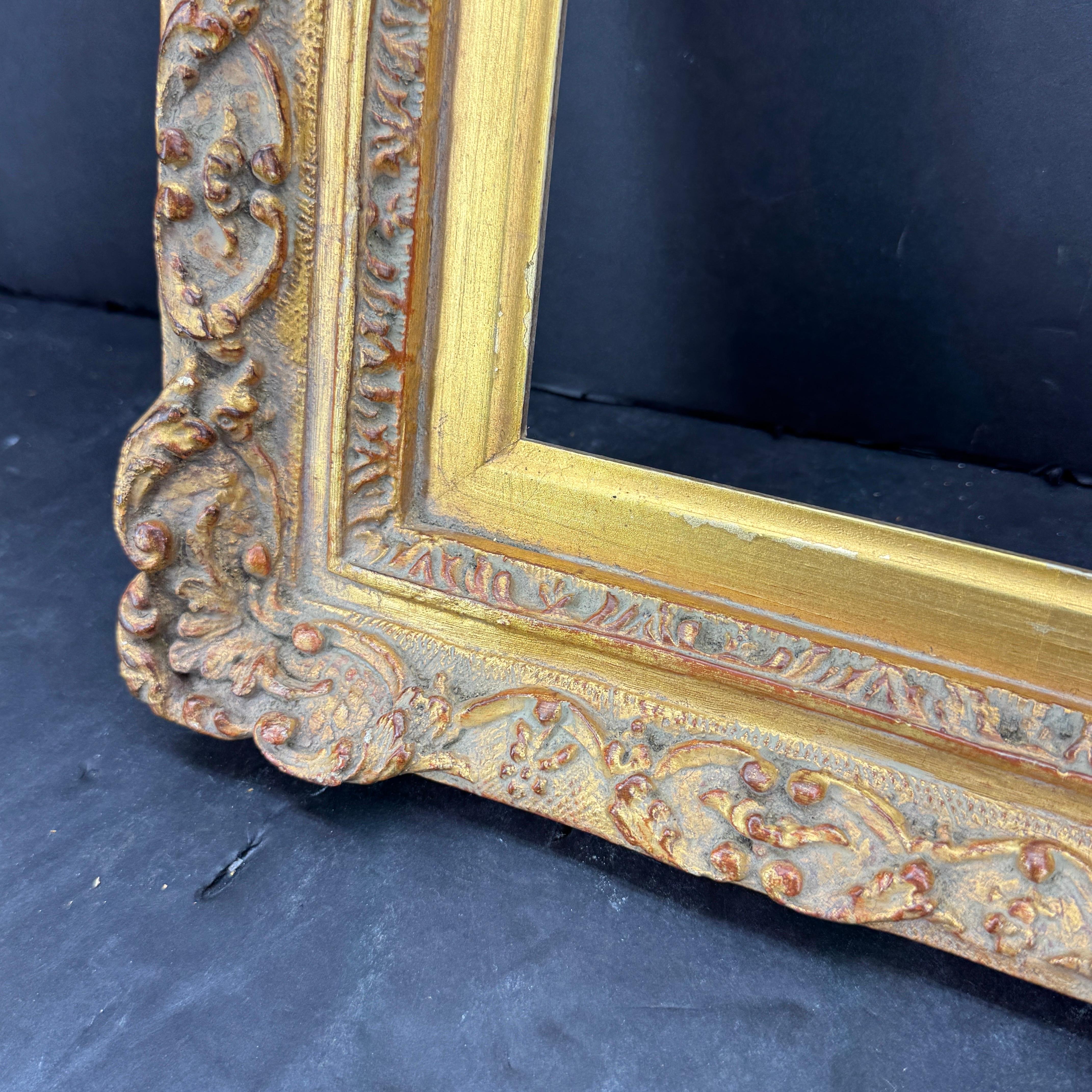 French Art Frame In the Style of Rococo Rectangular Gold Gilded 8