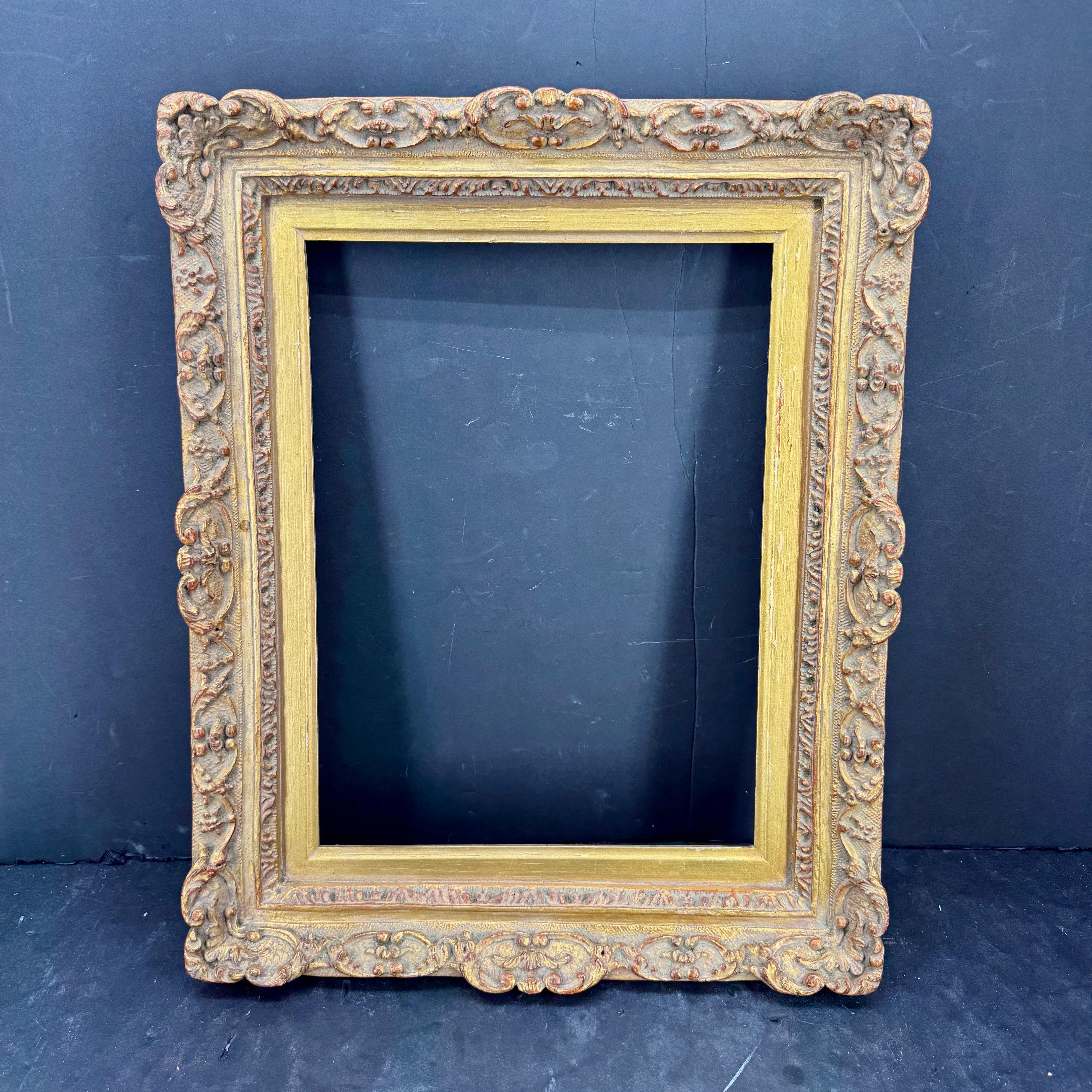 European French Art Frame In the Style of Rococo Rectangular Gold Gilded