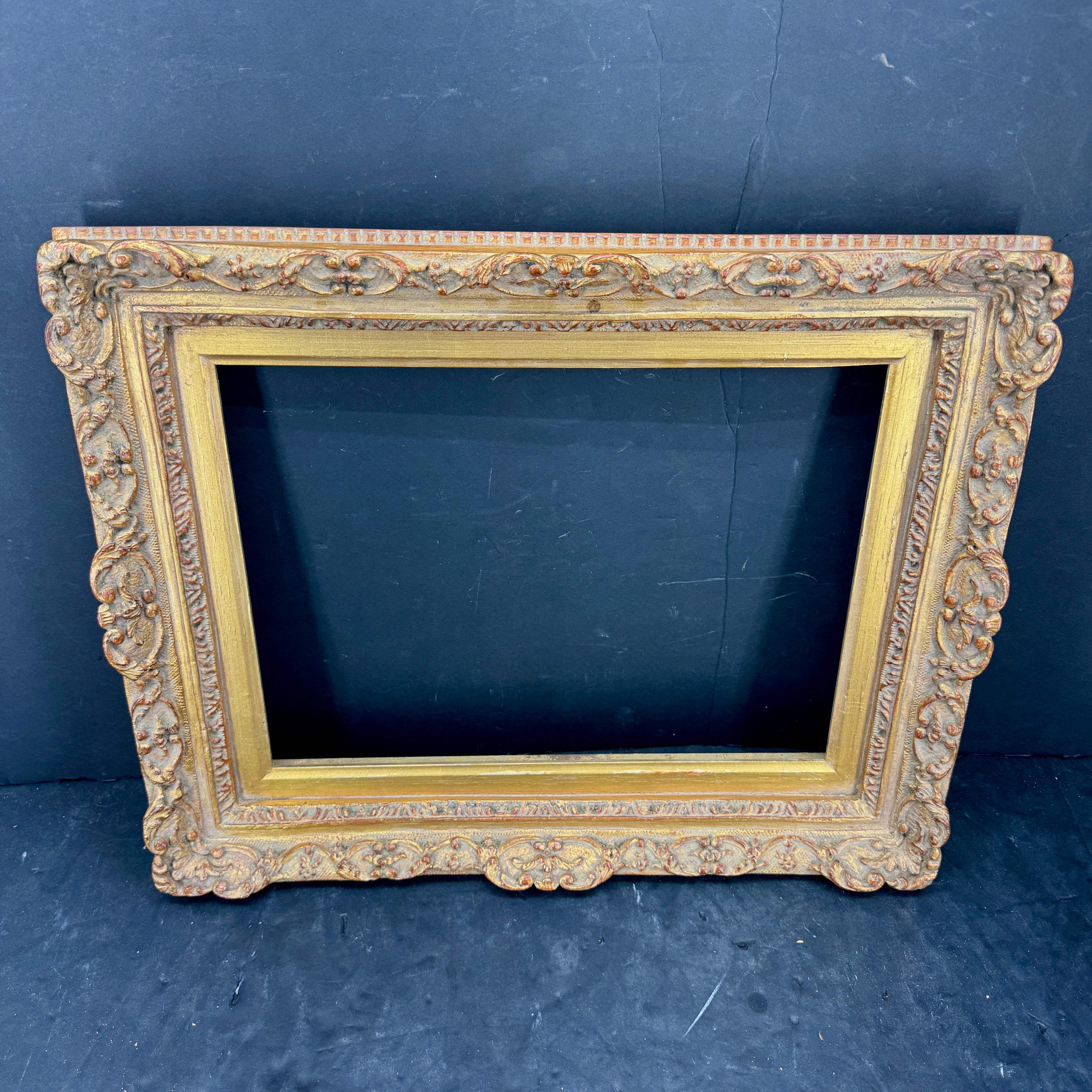French Art Frame In the Style of Rococo Rectangular Gold Gilded In Good Condition In Haddonfield, NJ