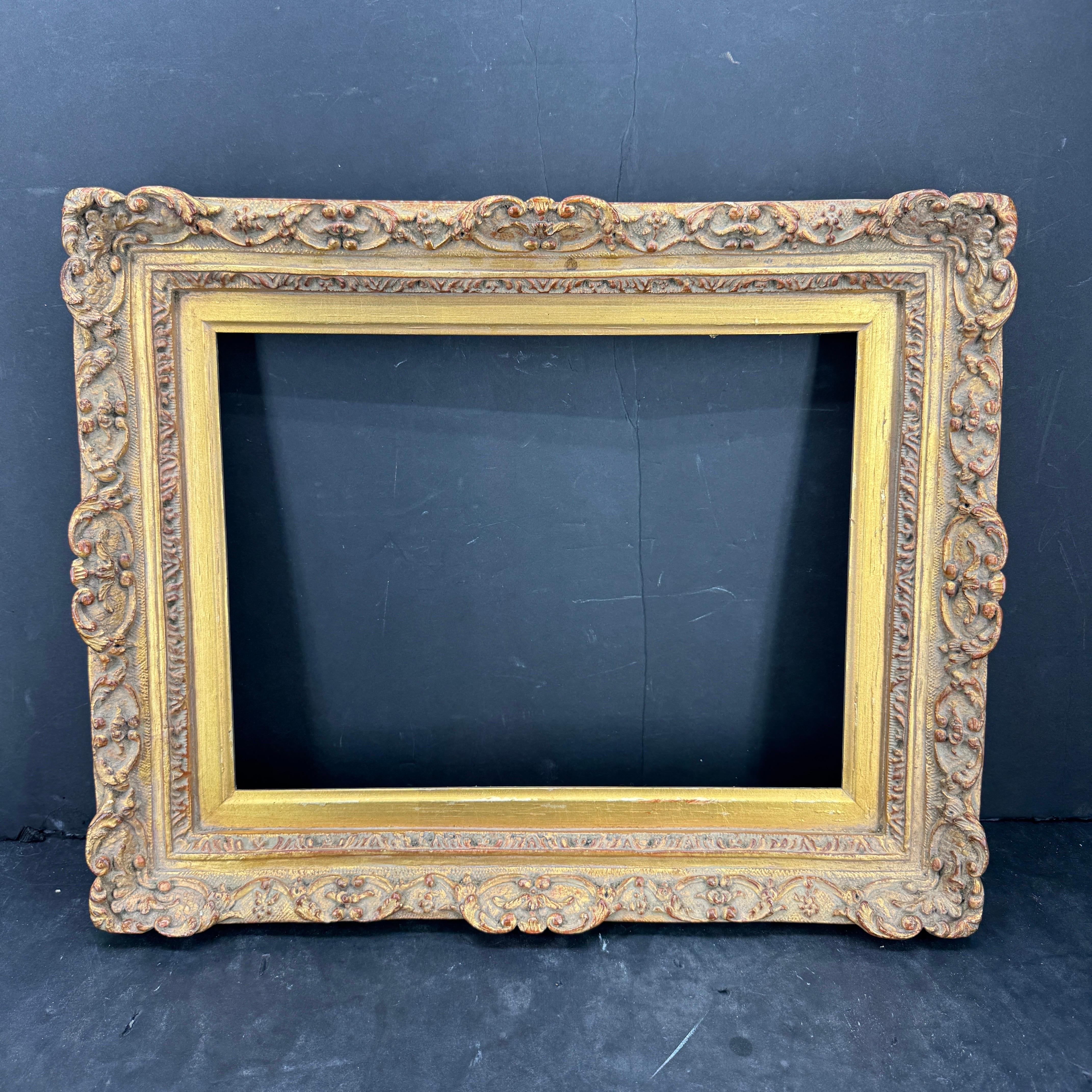 20th Century French Art Frame In the Style of Rococo Rectangular Gold Gilded